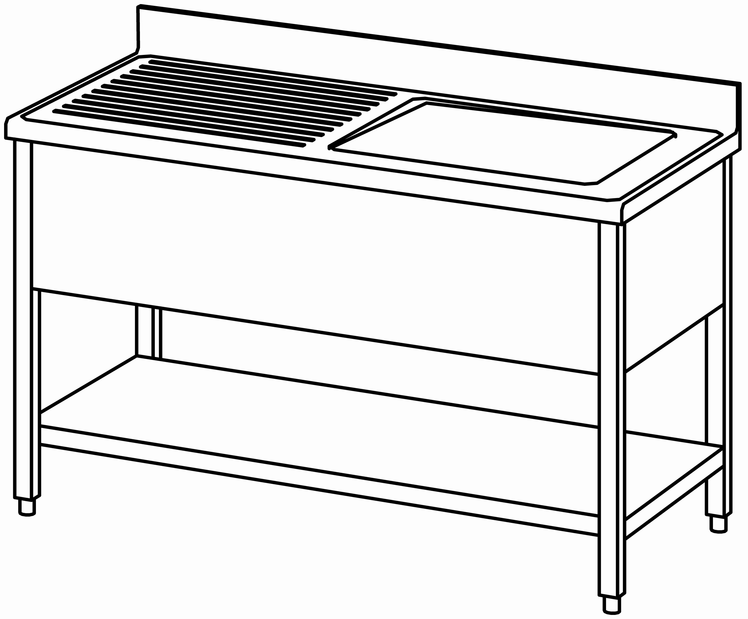 Spültisch offen 1400x700, GB, 1 Becken r