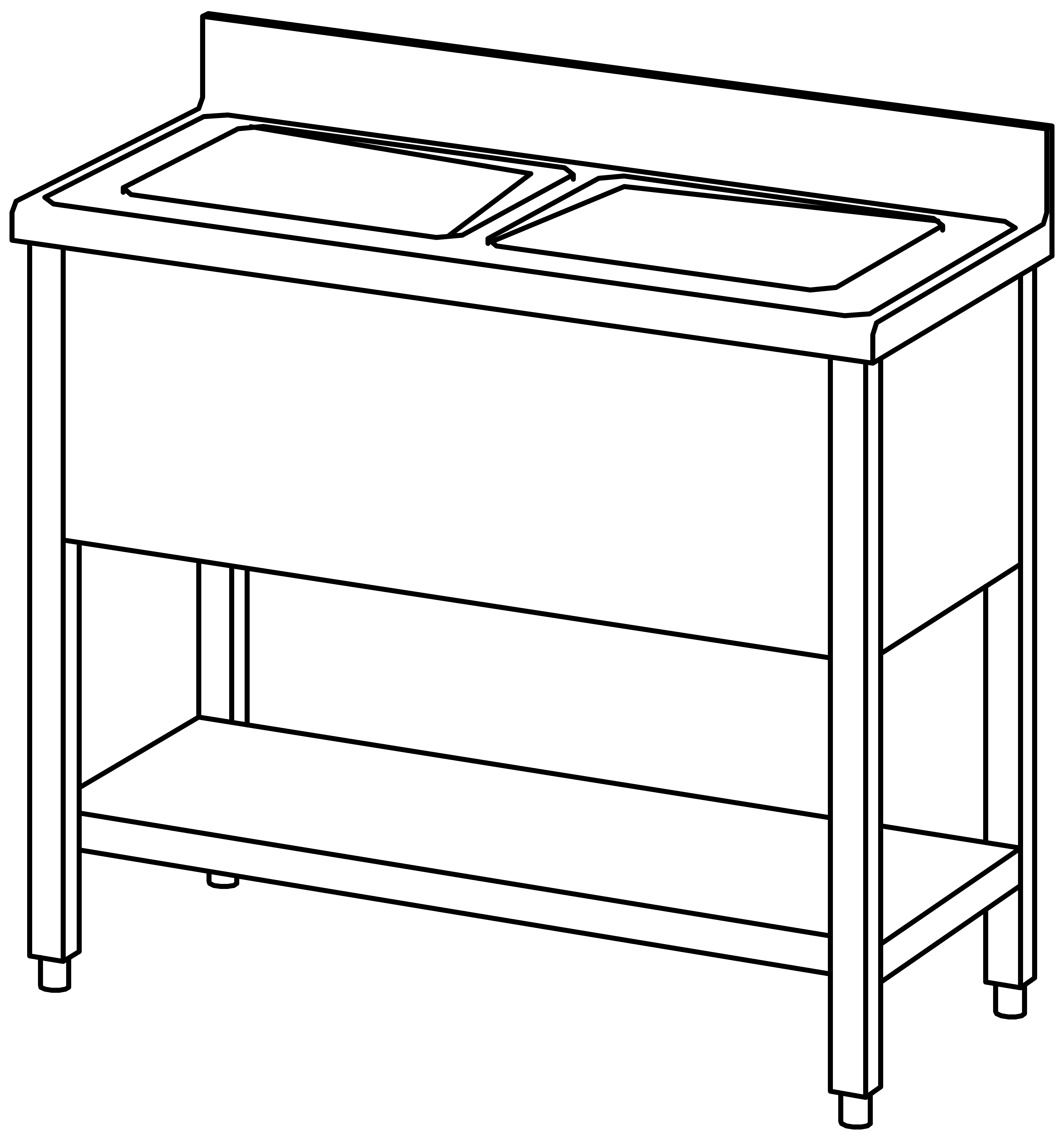 Spültisch offen 1000x500, GB, 2 Becken