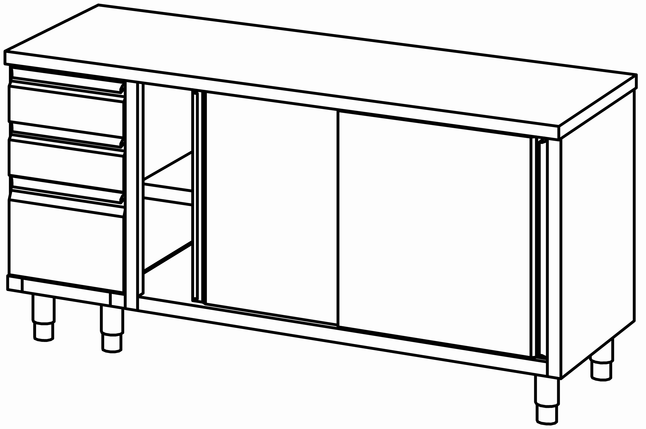Arbeitsschrank 1800x700, S-Block links
