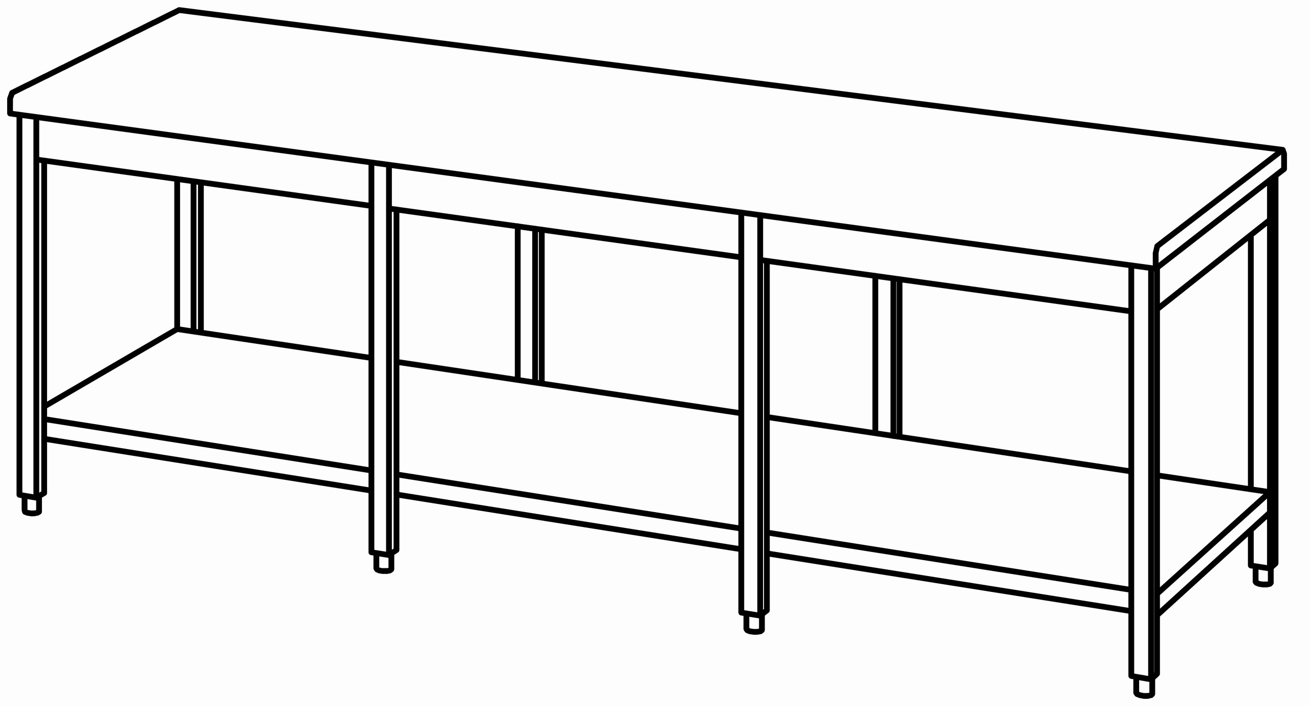 Arbeitstisch 2500x900, GB, ohne Aufk.