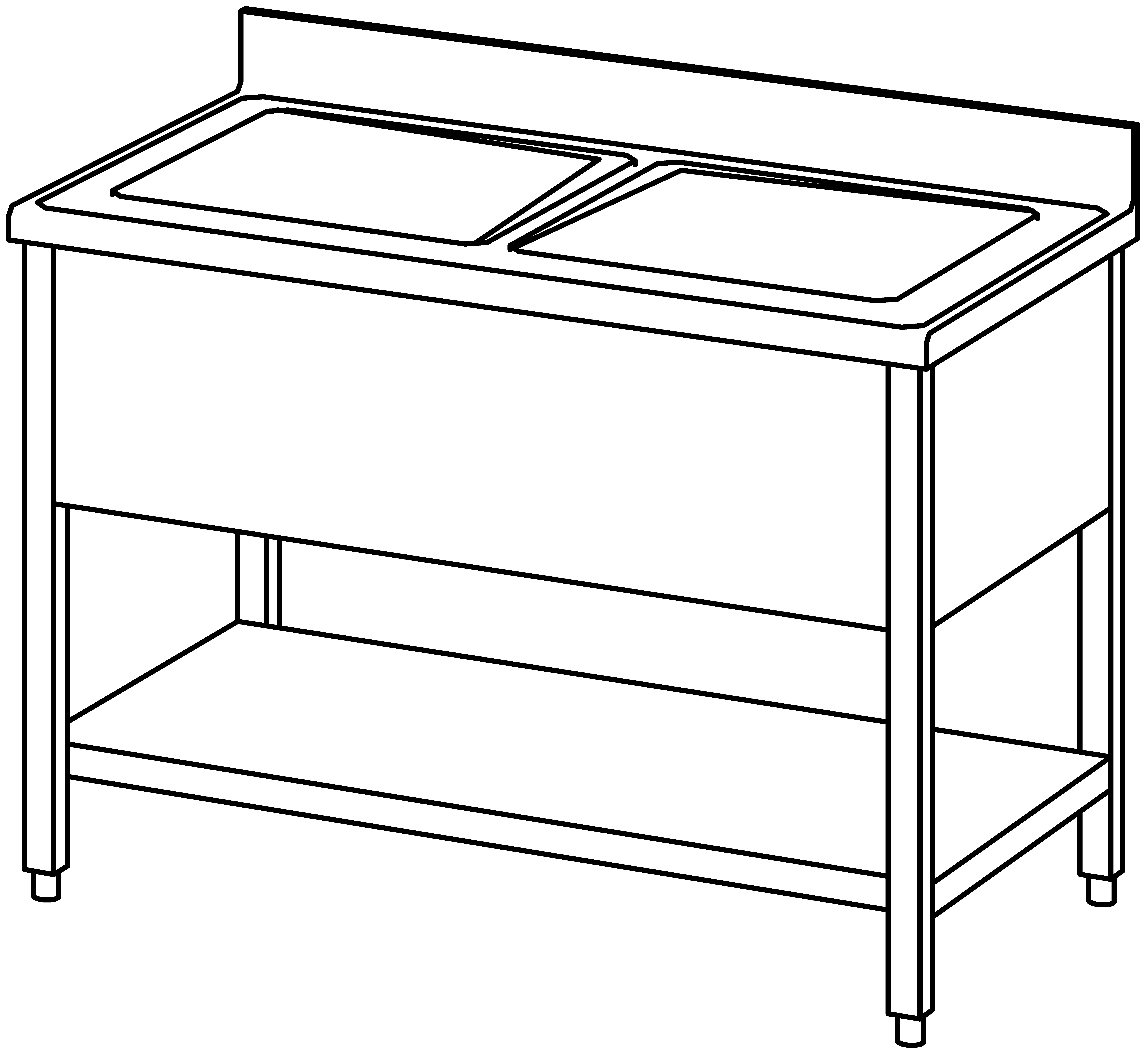 Spültisch offen 1200x700, GB, 2 Becken