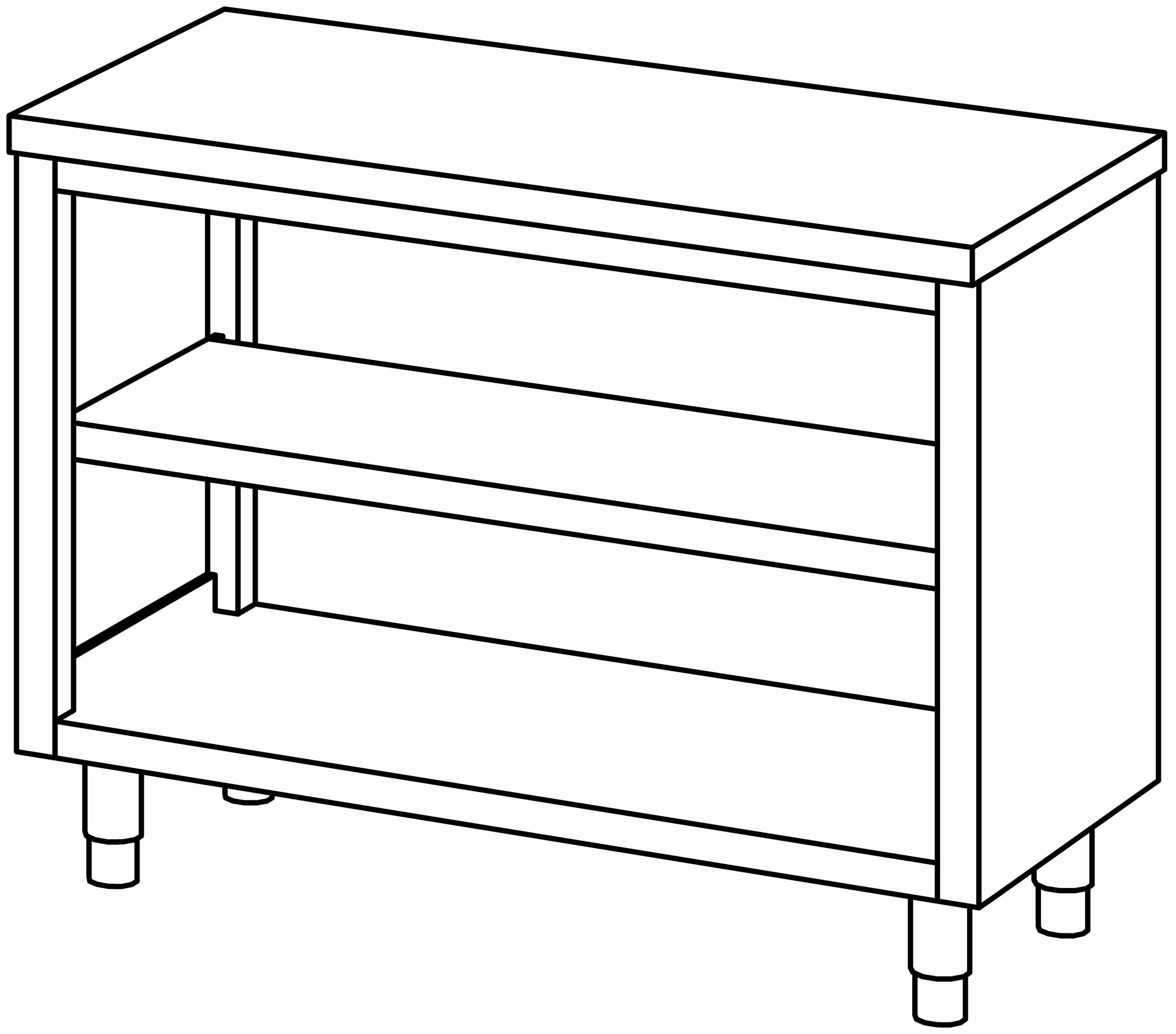 Arbeitsschrank 1200x600, beidseit. offen