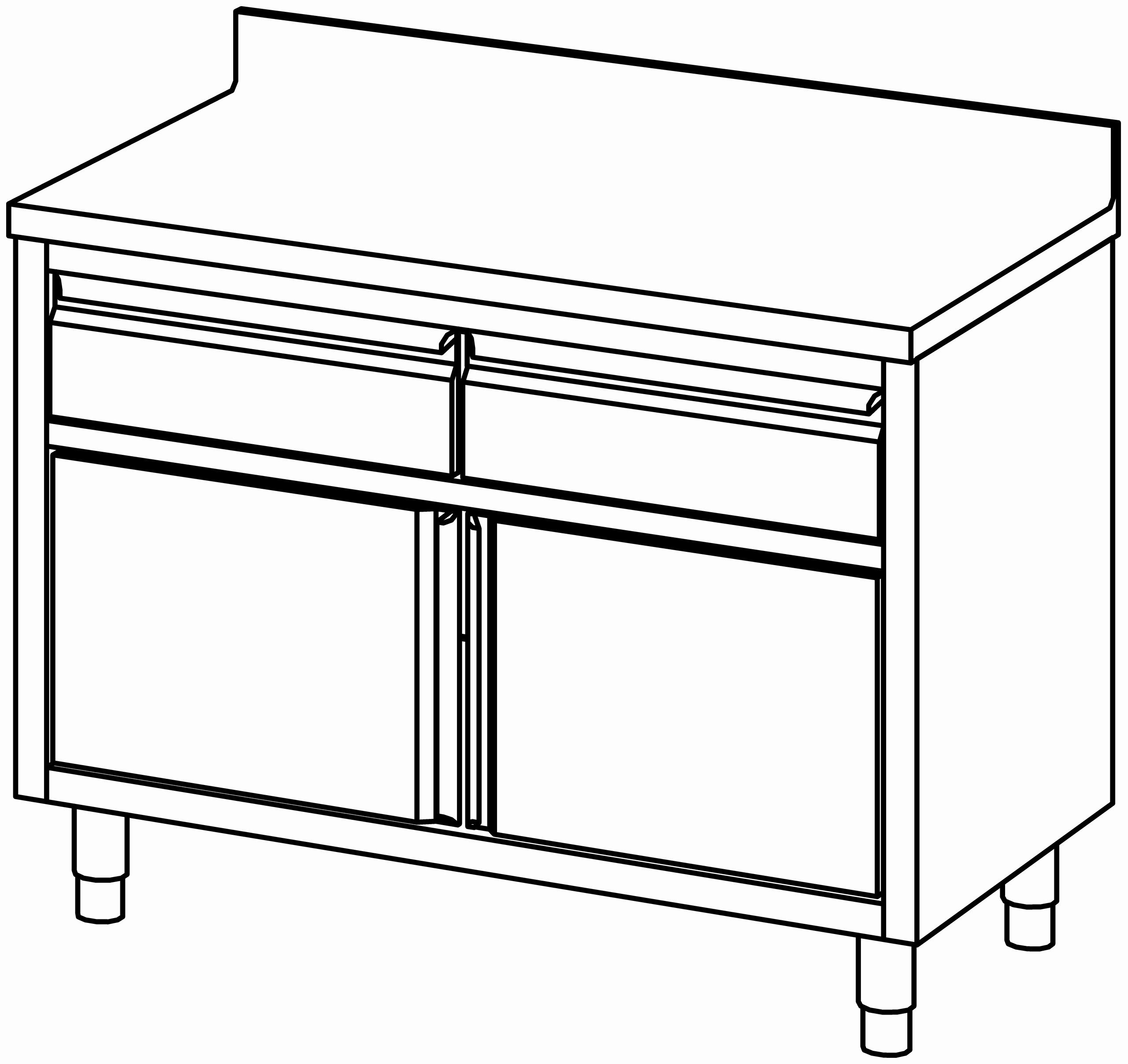 Arbeitsschrank 1200x700, Schub.&F-Tür&AK
