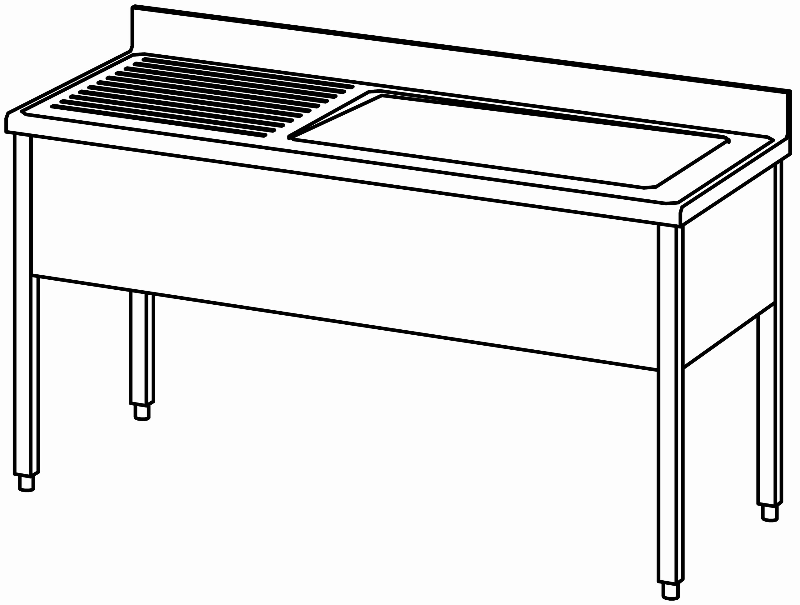 Topfspültisch offen 1600x700, 1 Becken r
