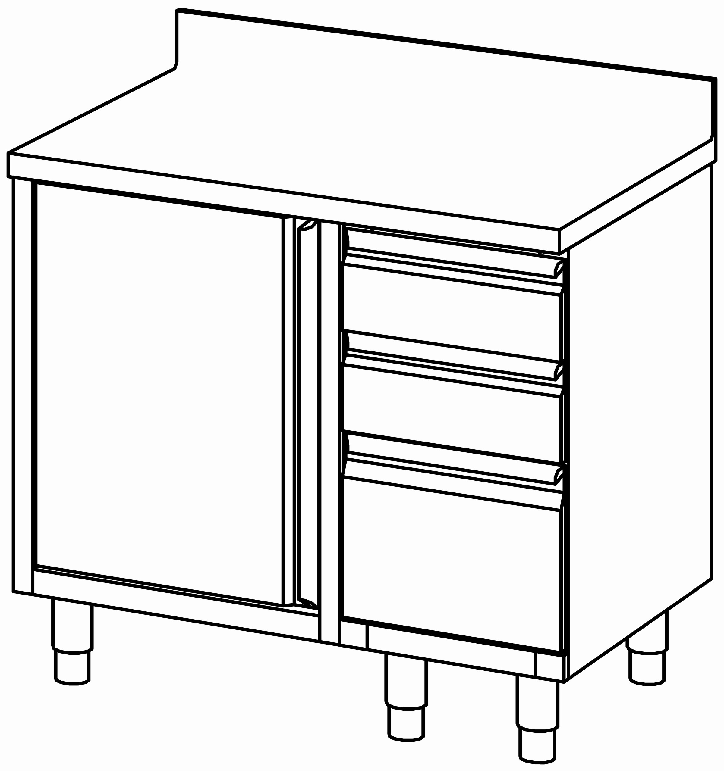 Arbeitsschrank 1000x700, S-Block re, AK
