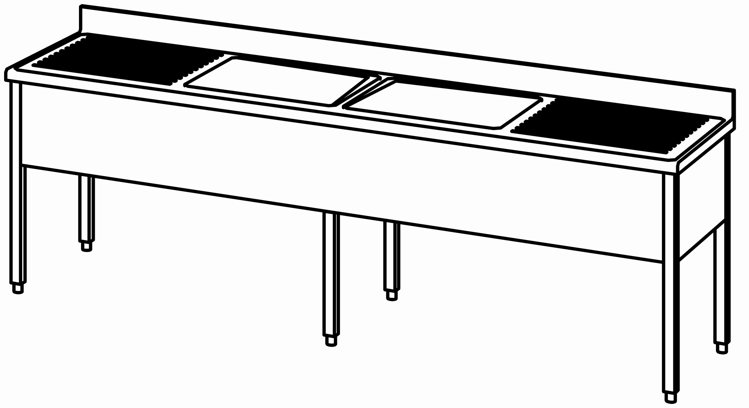 Spültisch offen 2600x700, 2 Becken m