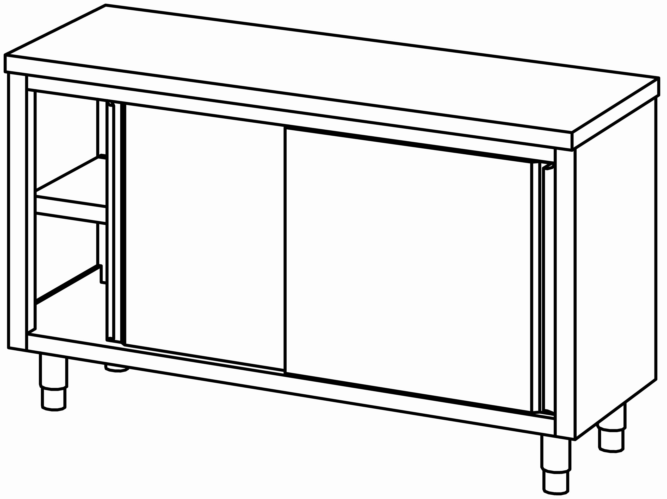 Arbeitsschrank 1500x600, beidseit. S-Tür