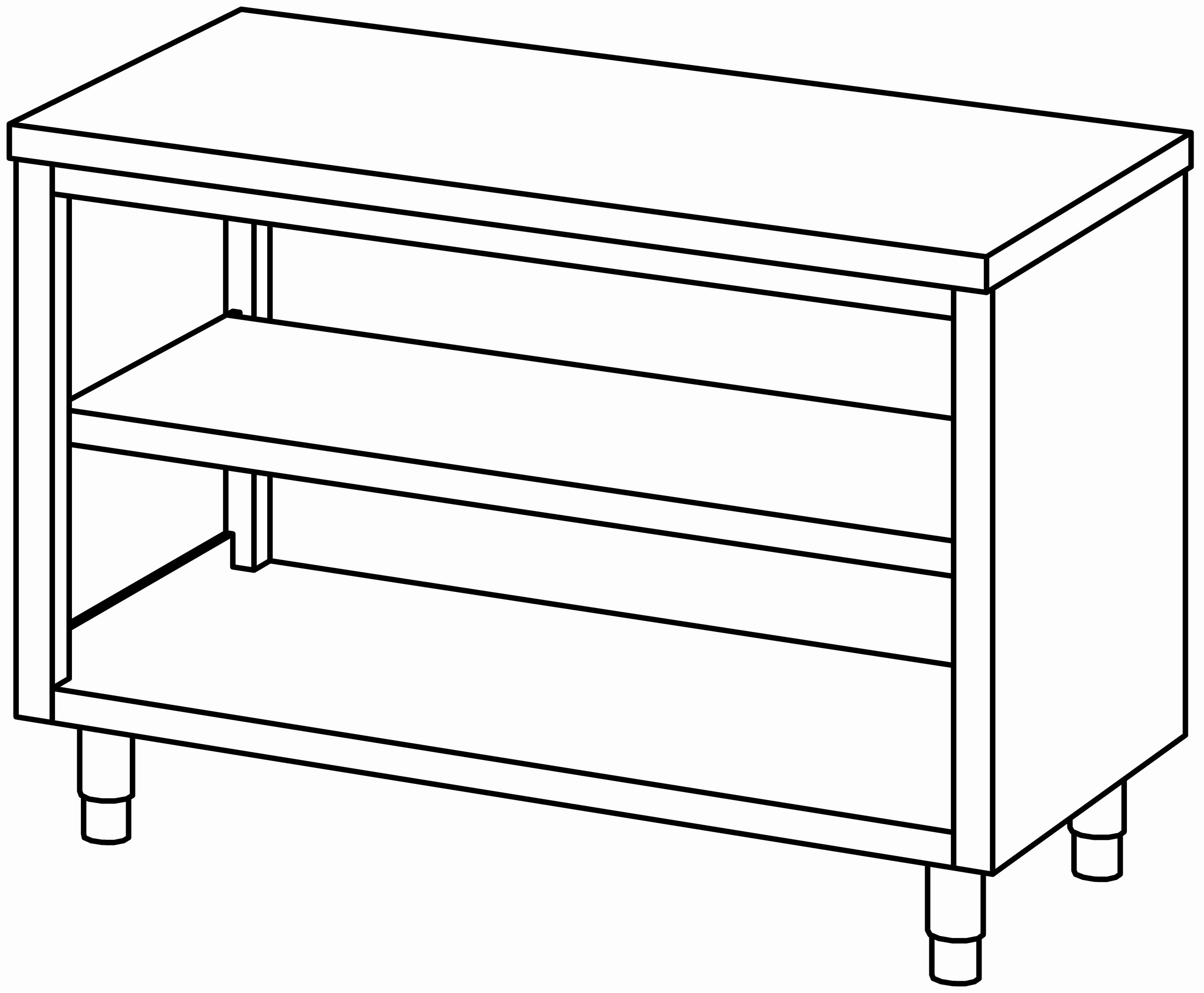 Arbeitsschrank 1300x700, beidseit. offen