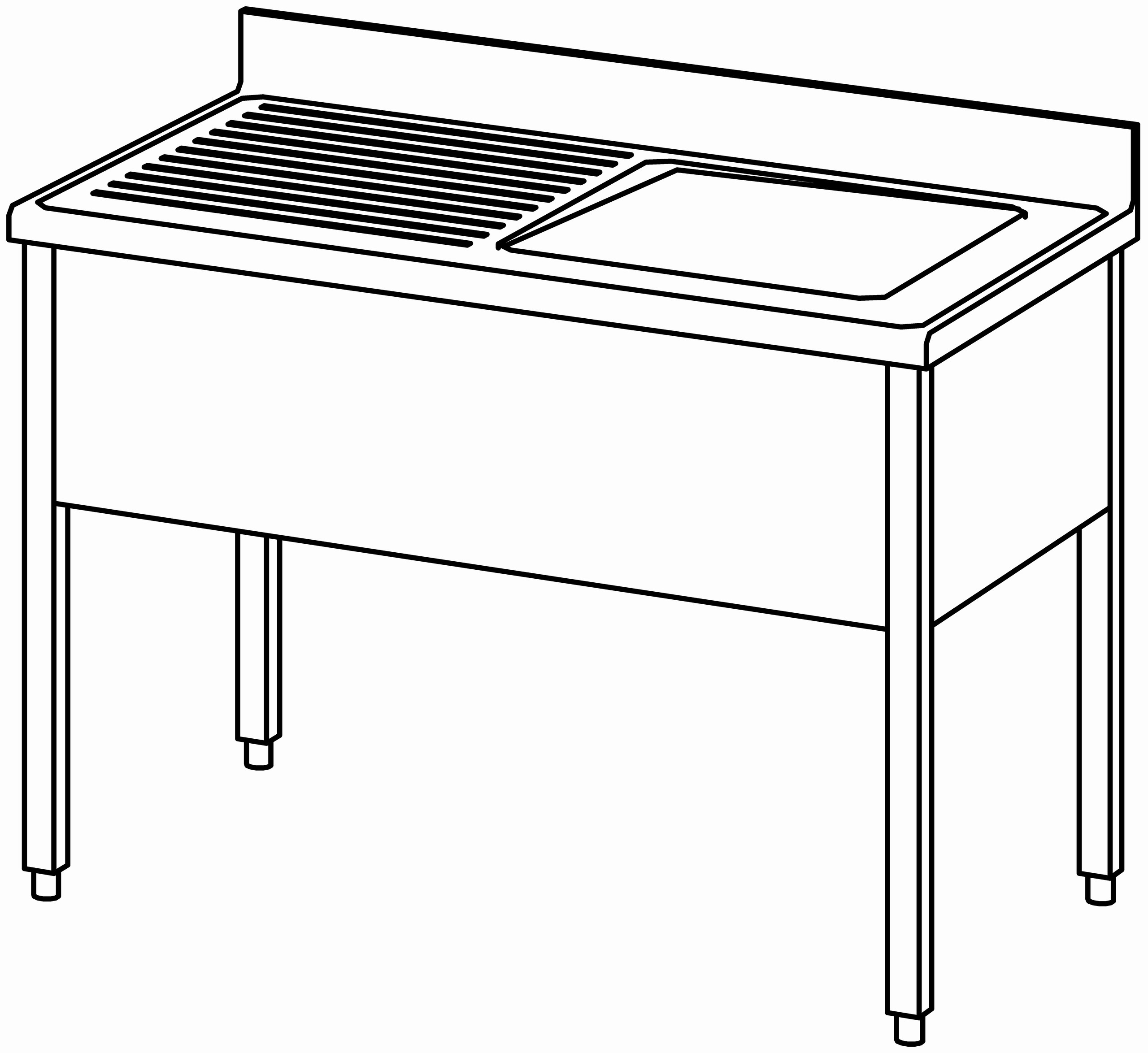Spültisch offen 1200x700, 1 Becken r