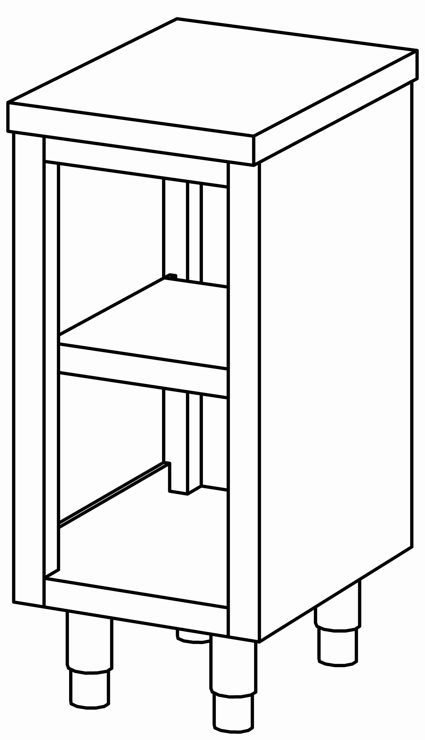 Arbeitsschrank 400x600, beidseit. offen