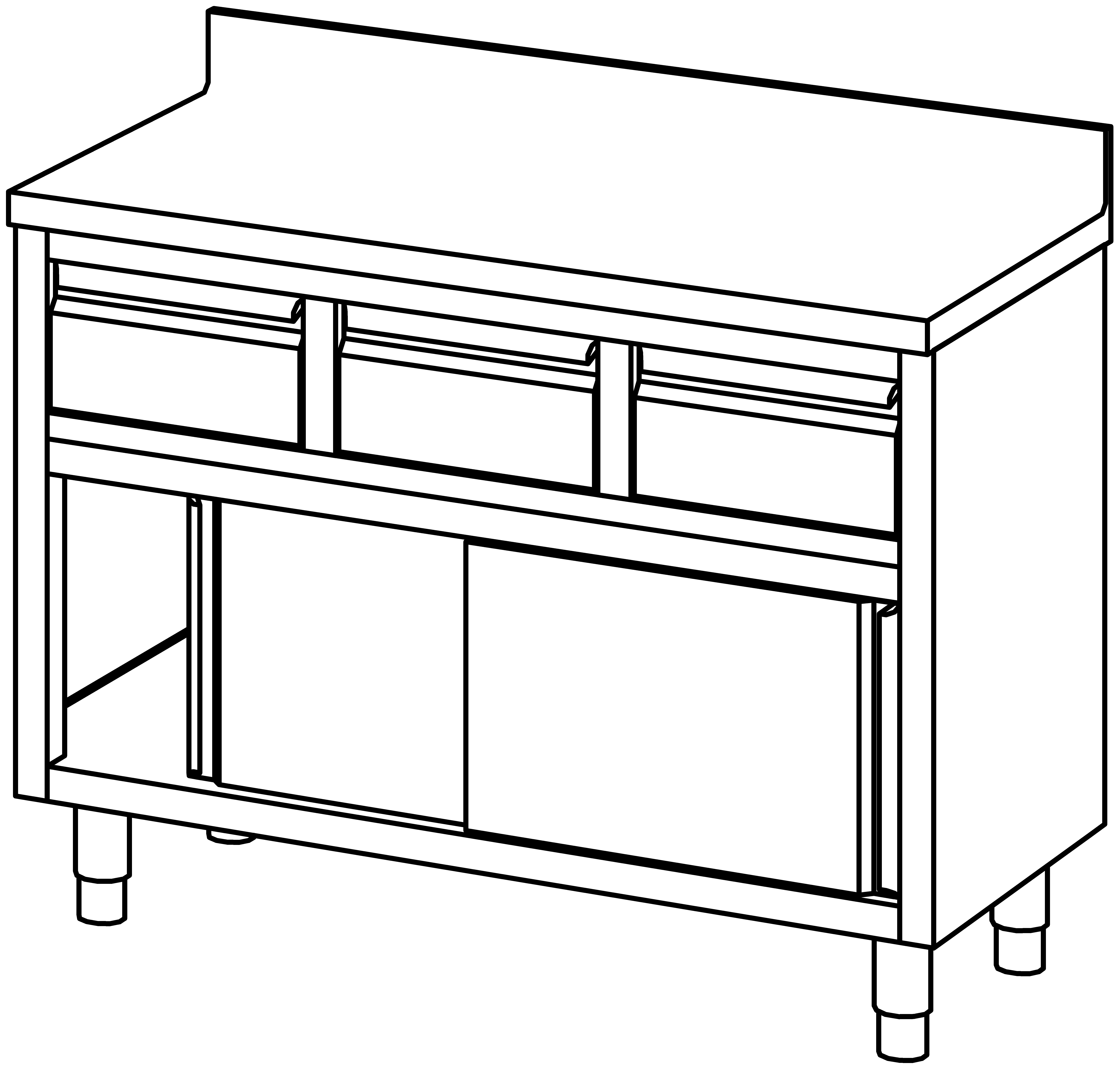 Arbeitsschrank 1200x600, Schub.&S-Tür&AK