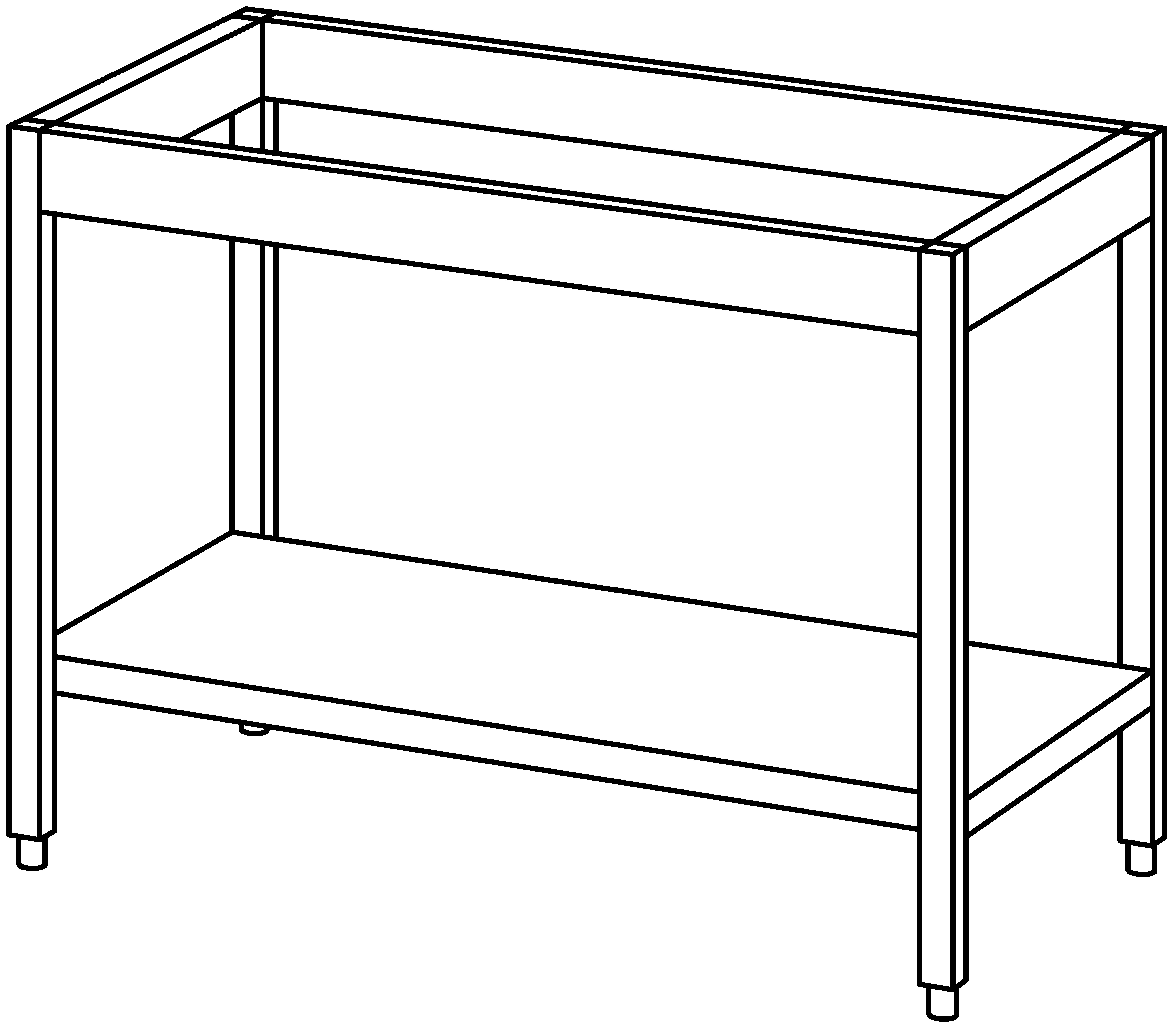 Unterbau-Arbeitstisch offen 1200x660, GB