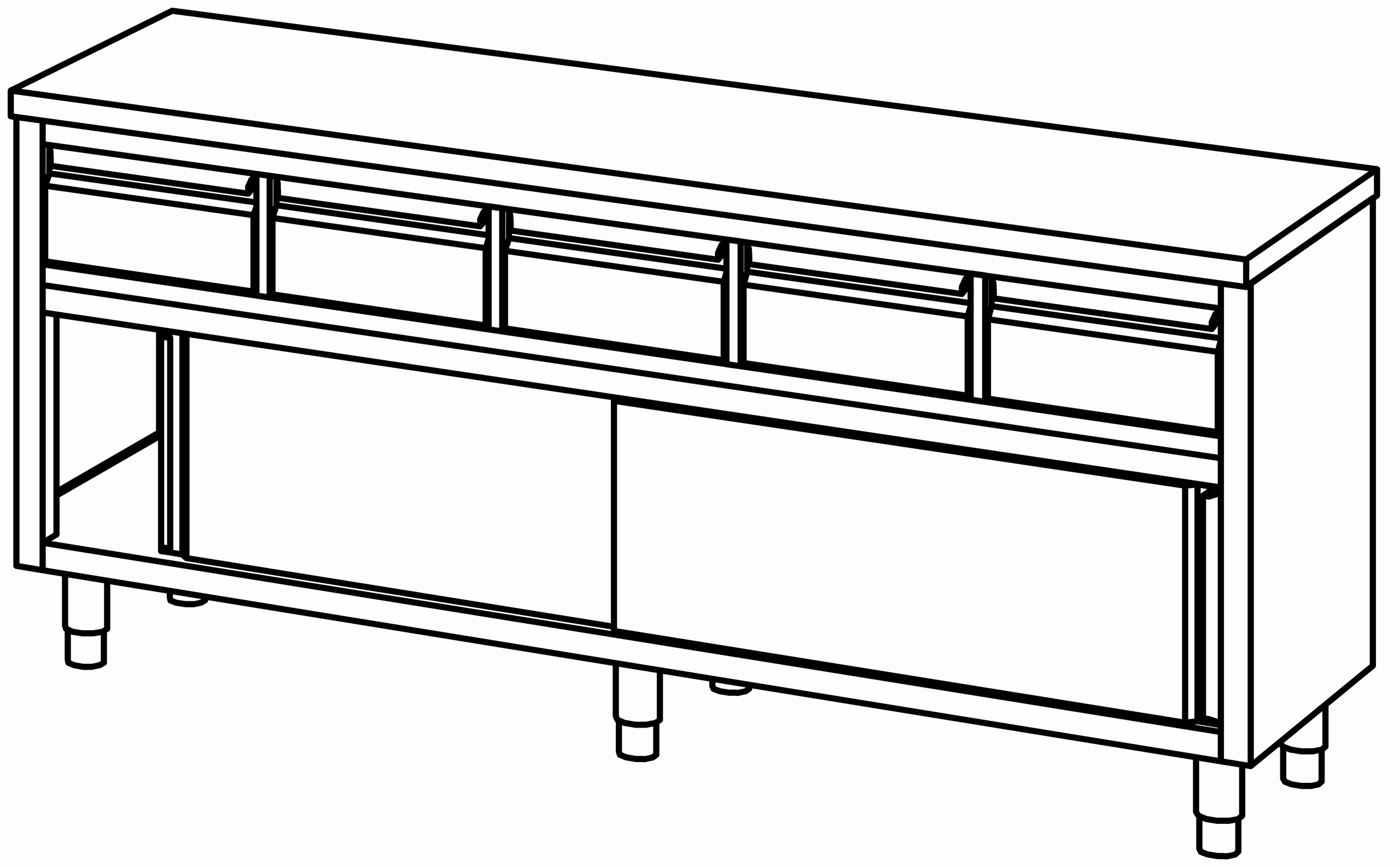 Arbeitsschrank 2000x600, Schublade&S-Tür