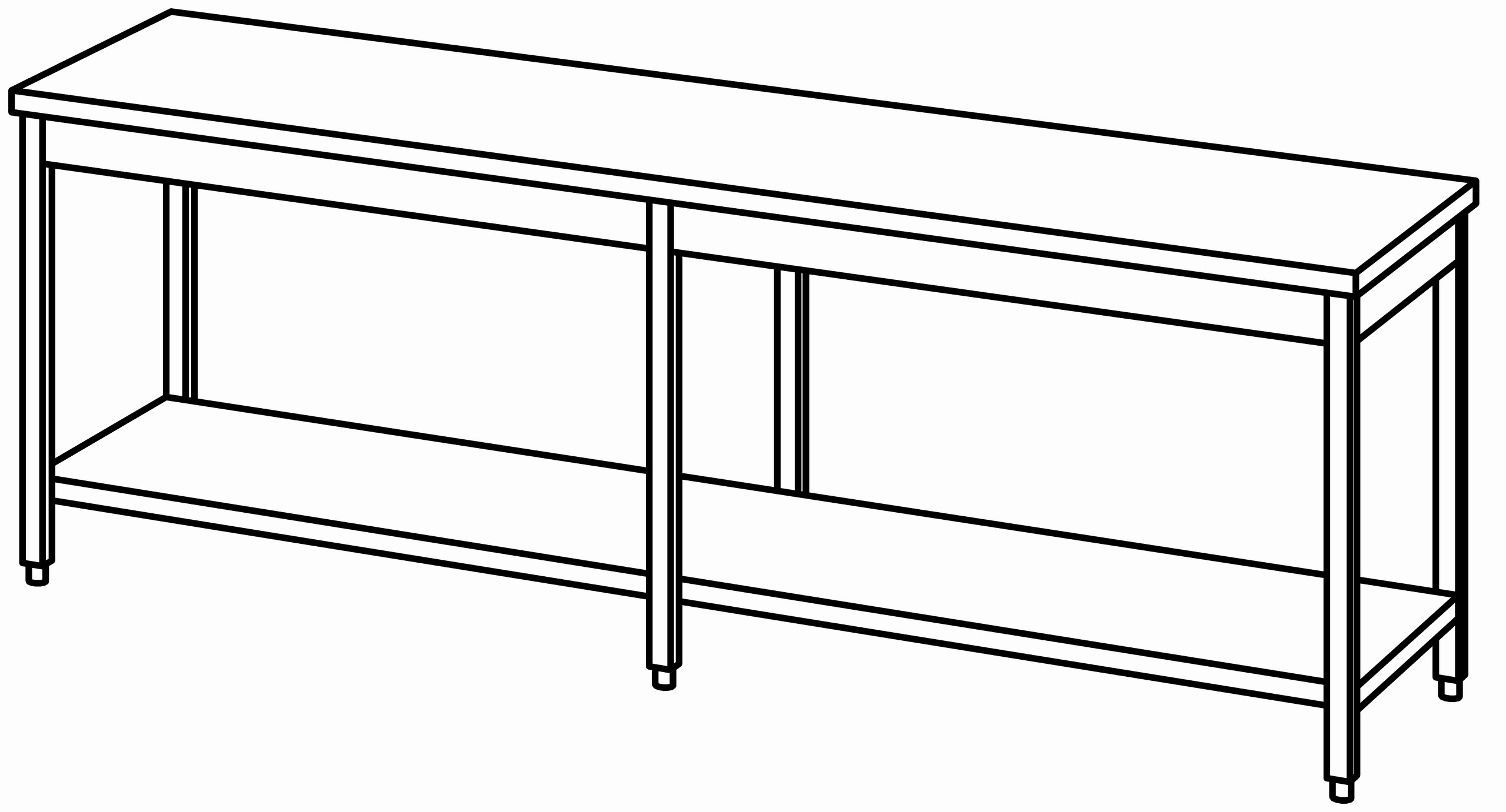 Arbeitstisch 2500x700, GB, ohne Aufk.