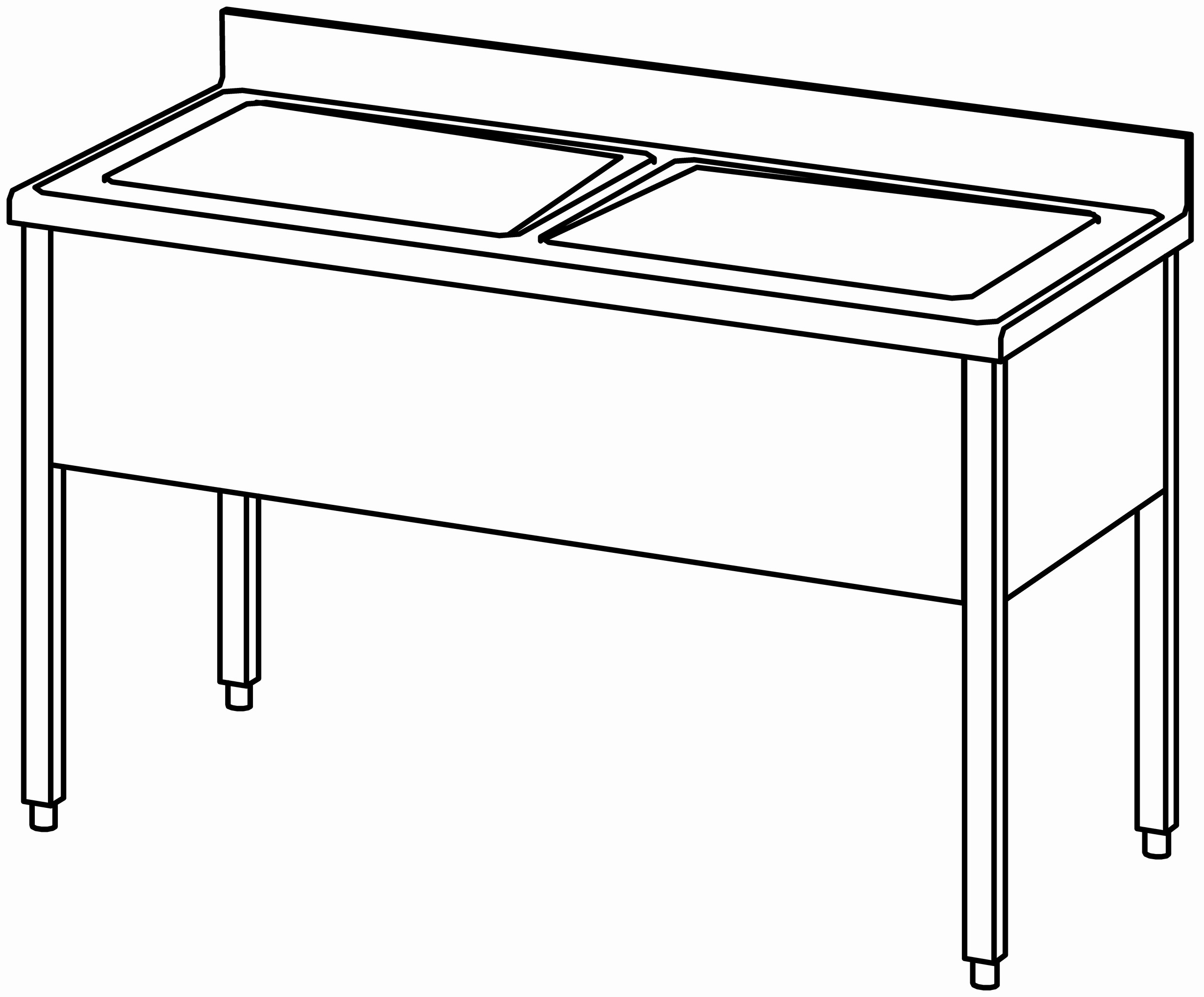 Spültisch offen 1400x700, 2 Becken
