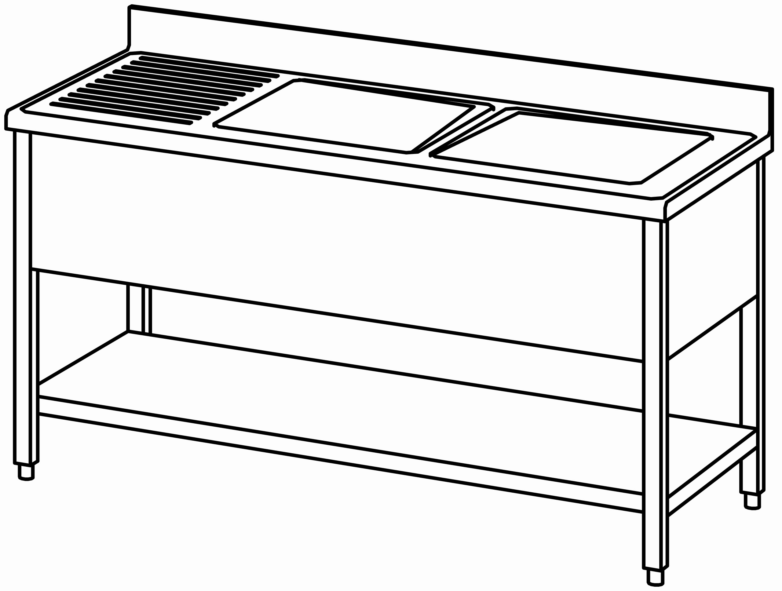 Spültisch offen 1600x700, GB, 2 Becken r