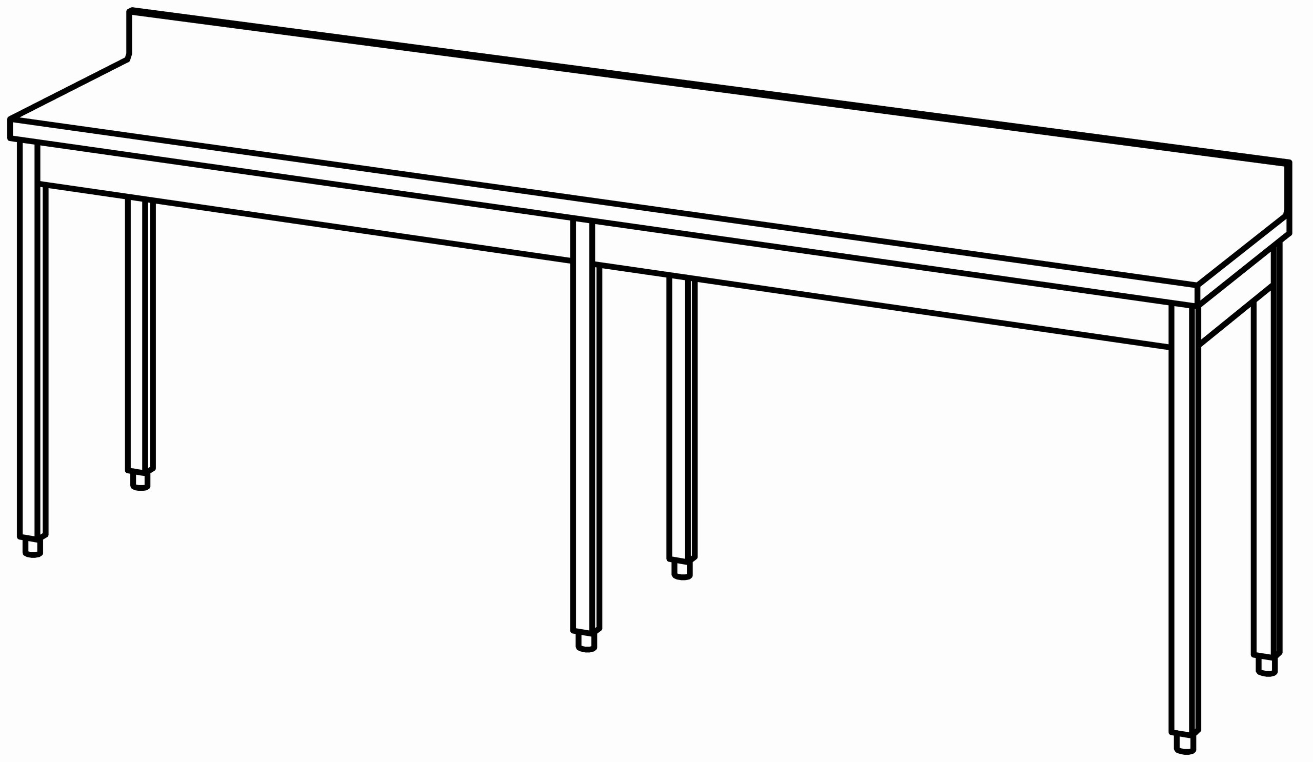 Arbeitstisch 2500x600, mit Aufkantung