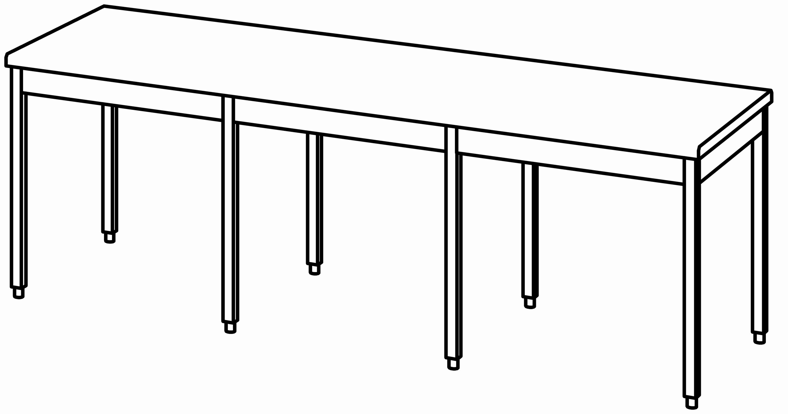 Arbeitstisch 2600x900, ohne Aufkantung