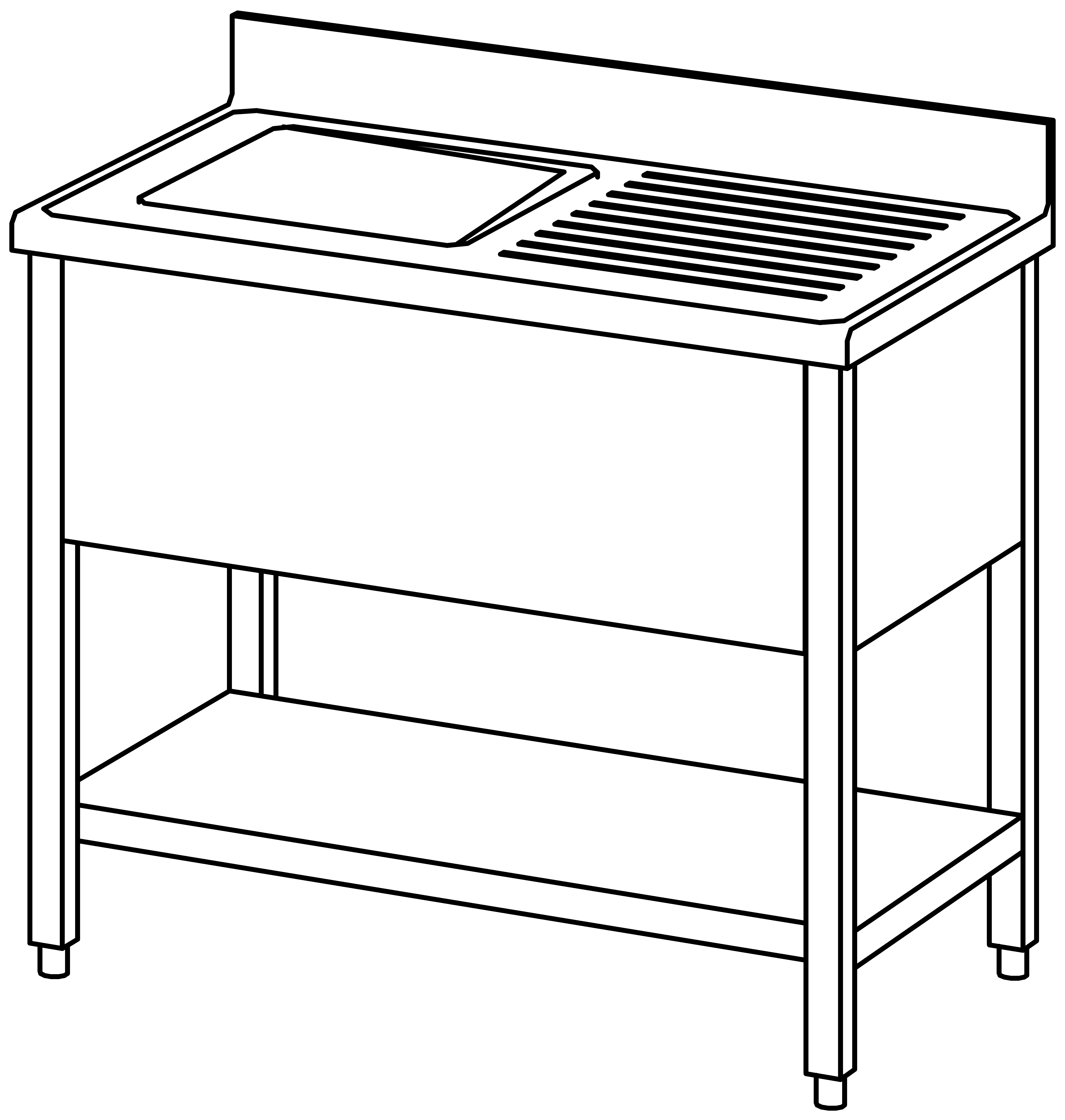 Spültisch offen 1000x600, GB, 1 Becken l