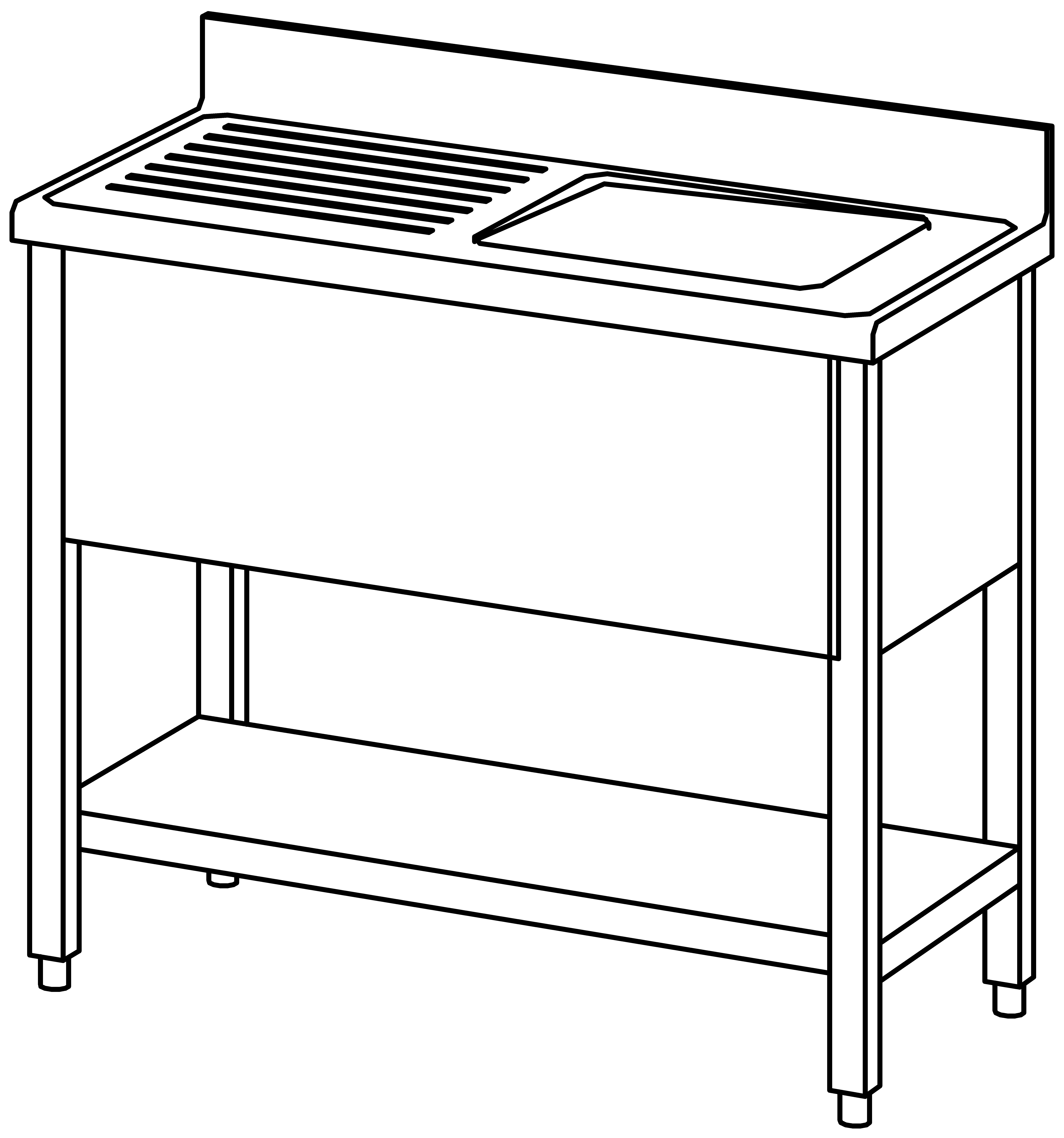 Spültisch offen 1000x500, GB, 1 Becken r