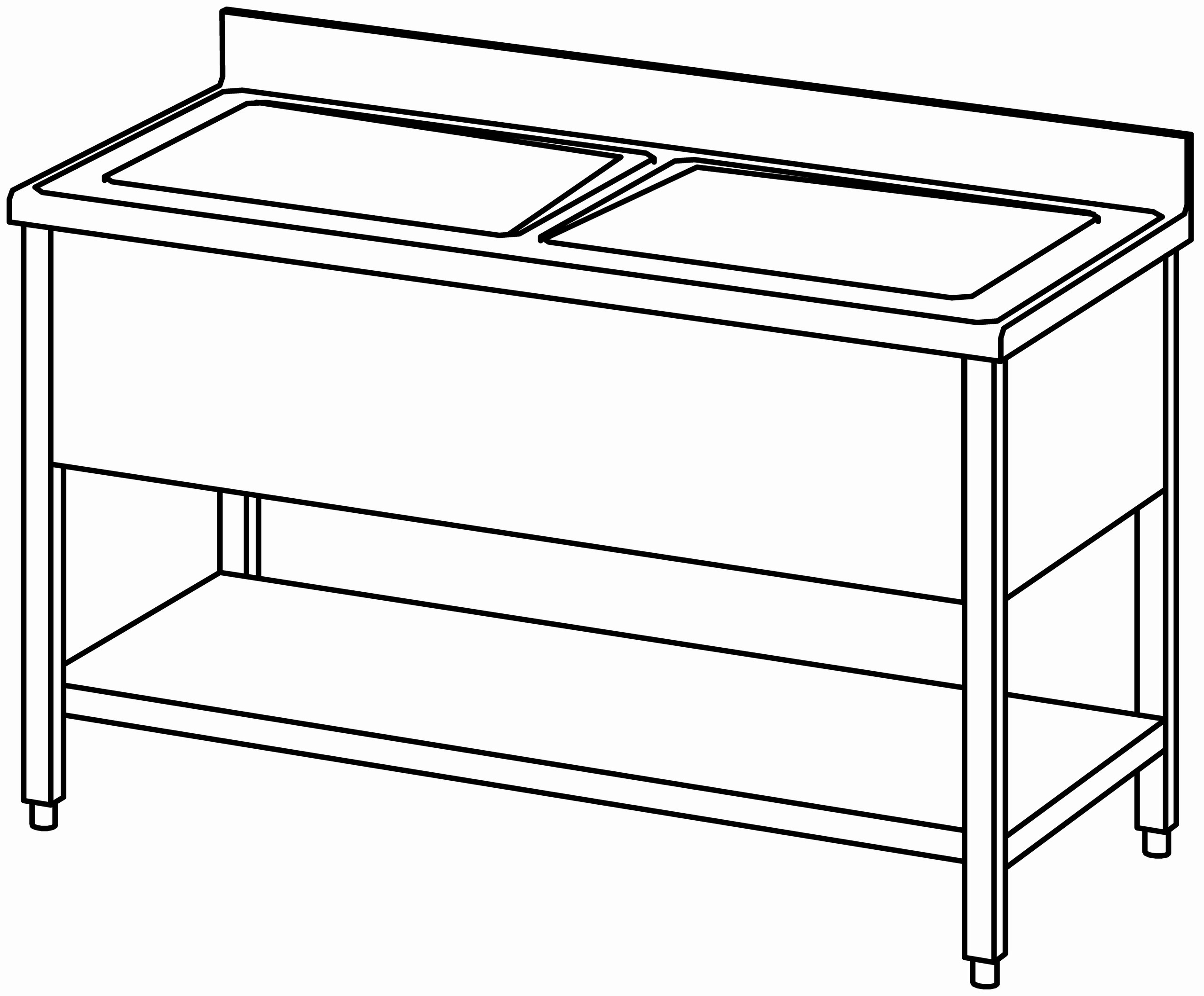 Spültisch offen 1400x700, GB, 2 Becken