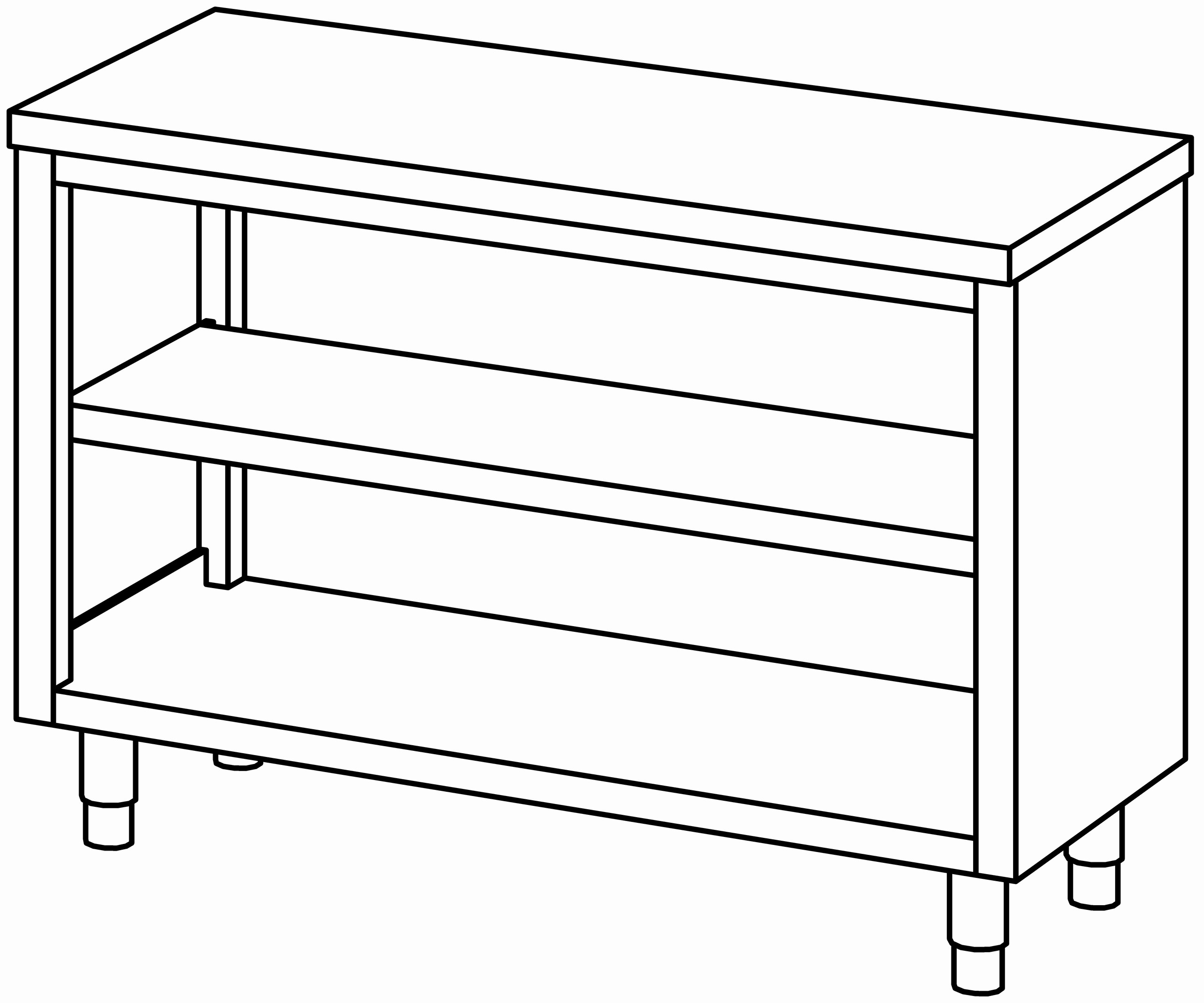 Arbeitsschrank 1300x600, beidseit. offen