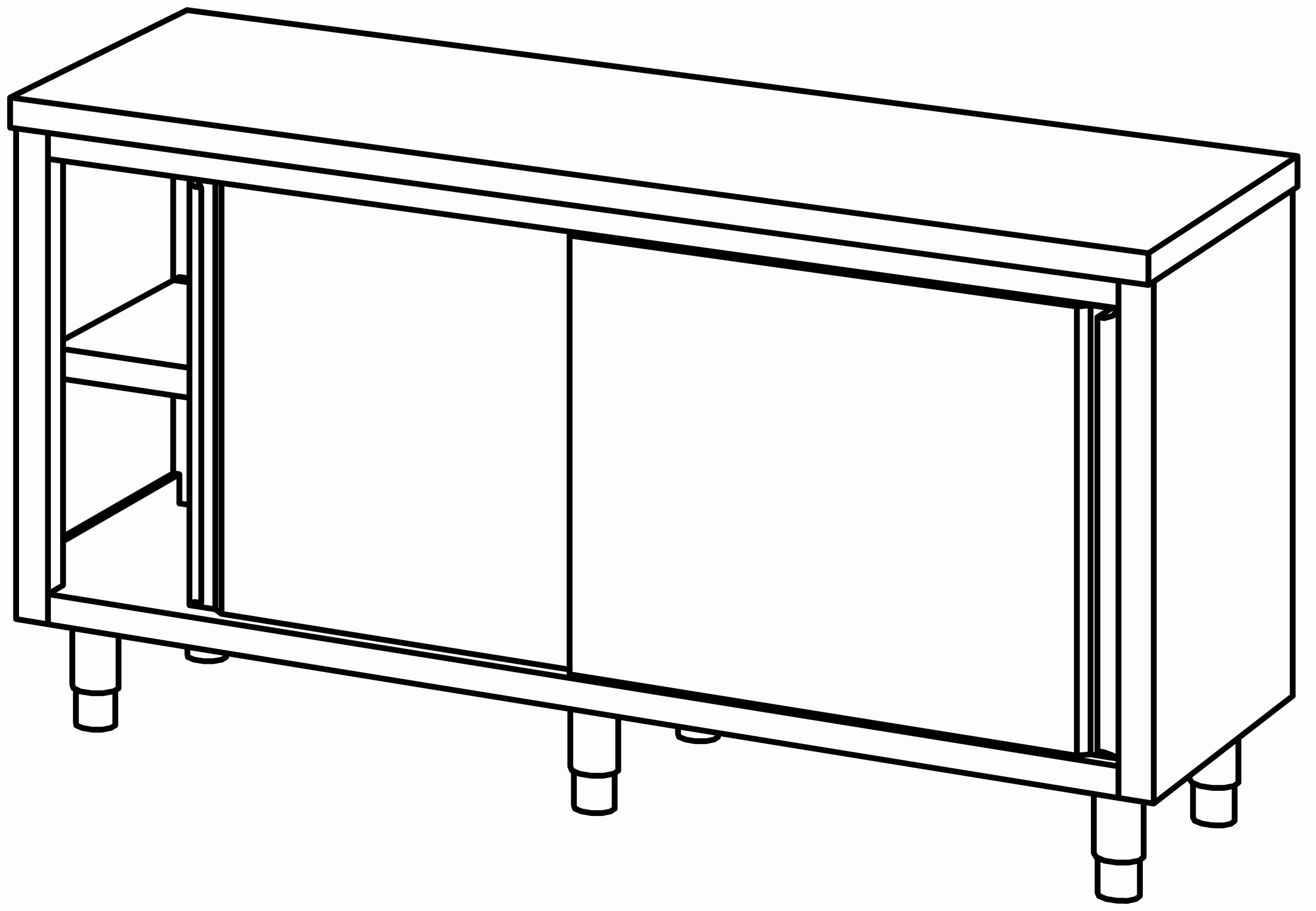 Arbeitsschrank 1700x600, beidseit. S-Tür
