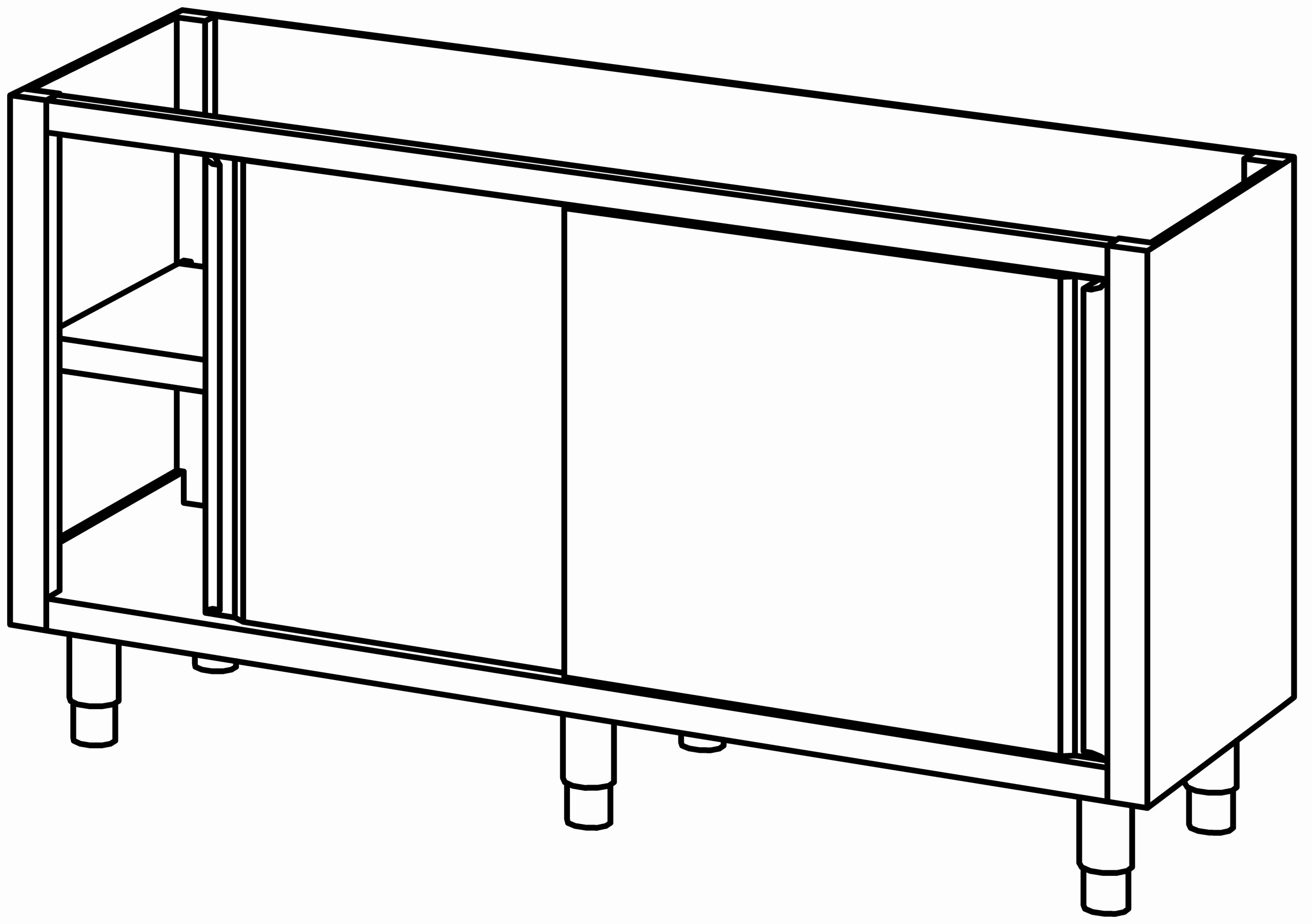 Schrankunterbau mit Schiebetür 1600x580