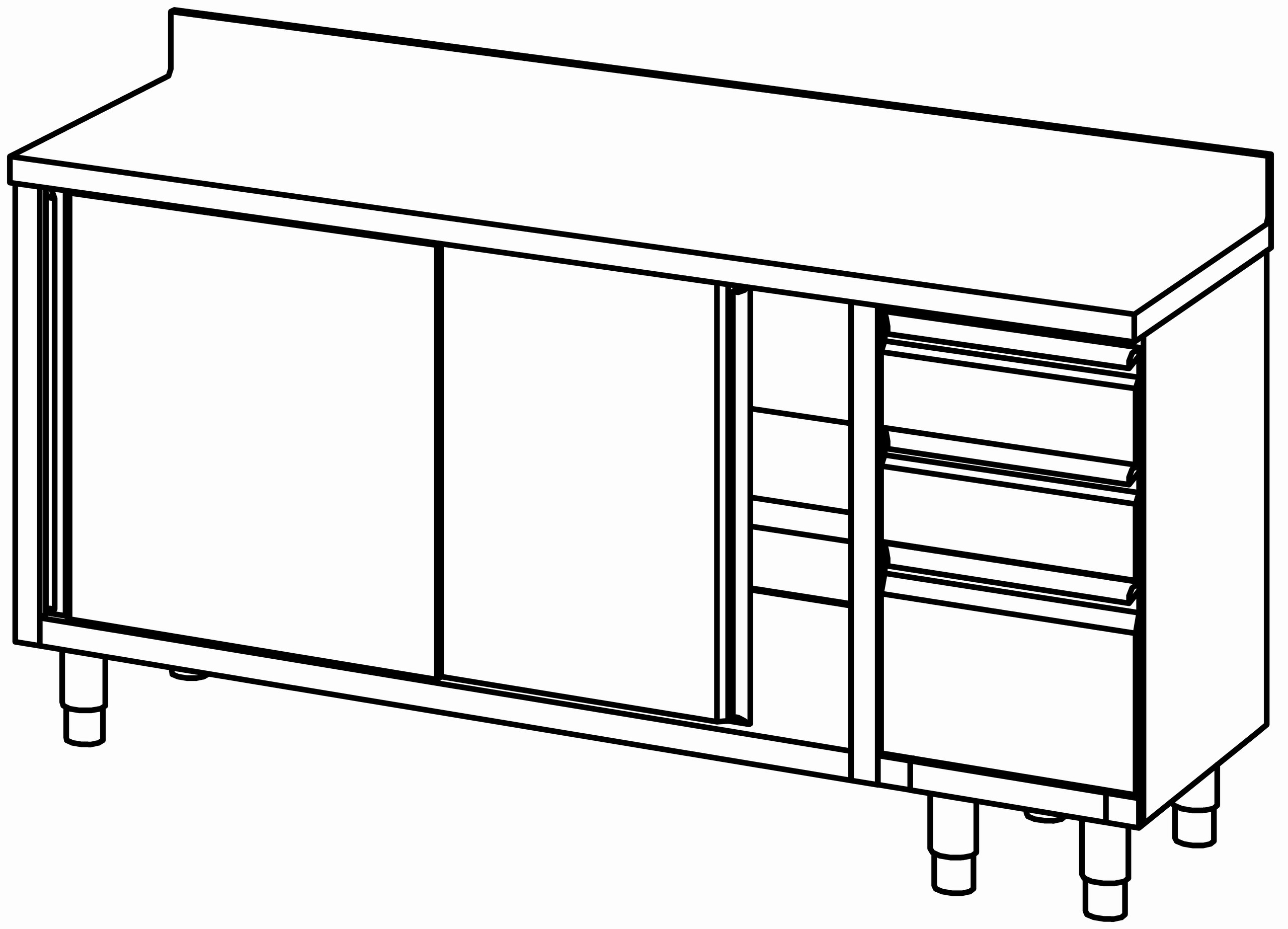 Arbeitsschrank 1800x600, S-Block re, AK