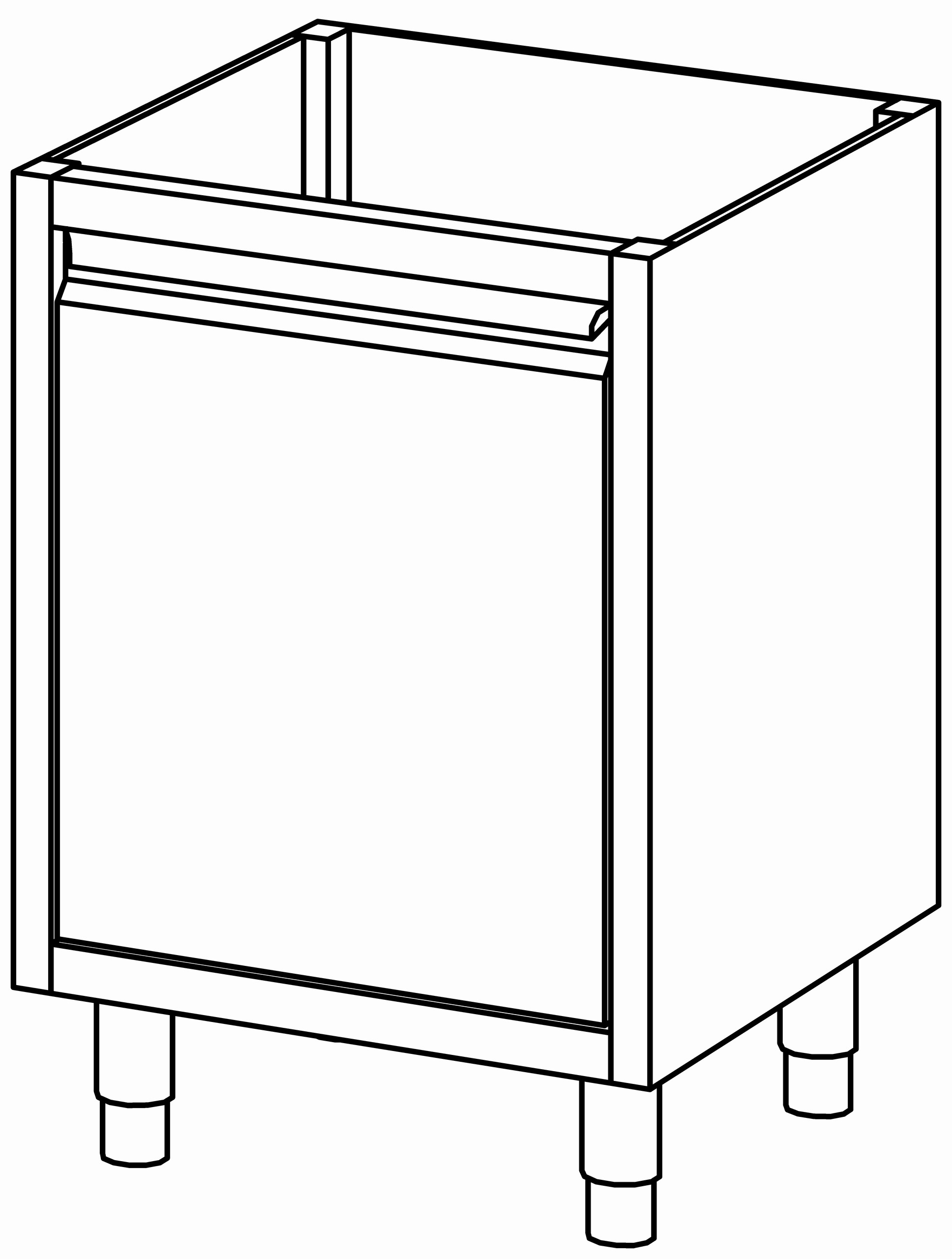 Schrankunterbau mit Flügeltür 600x680