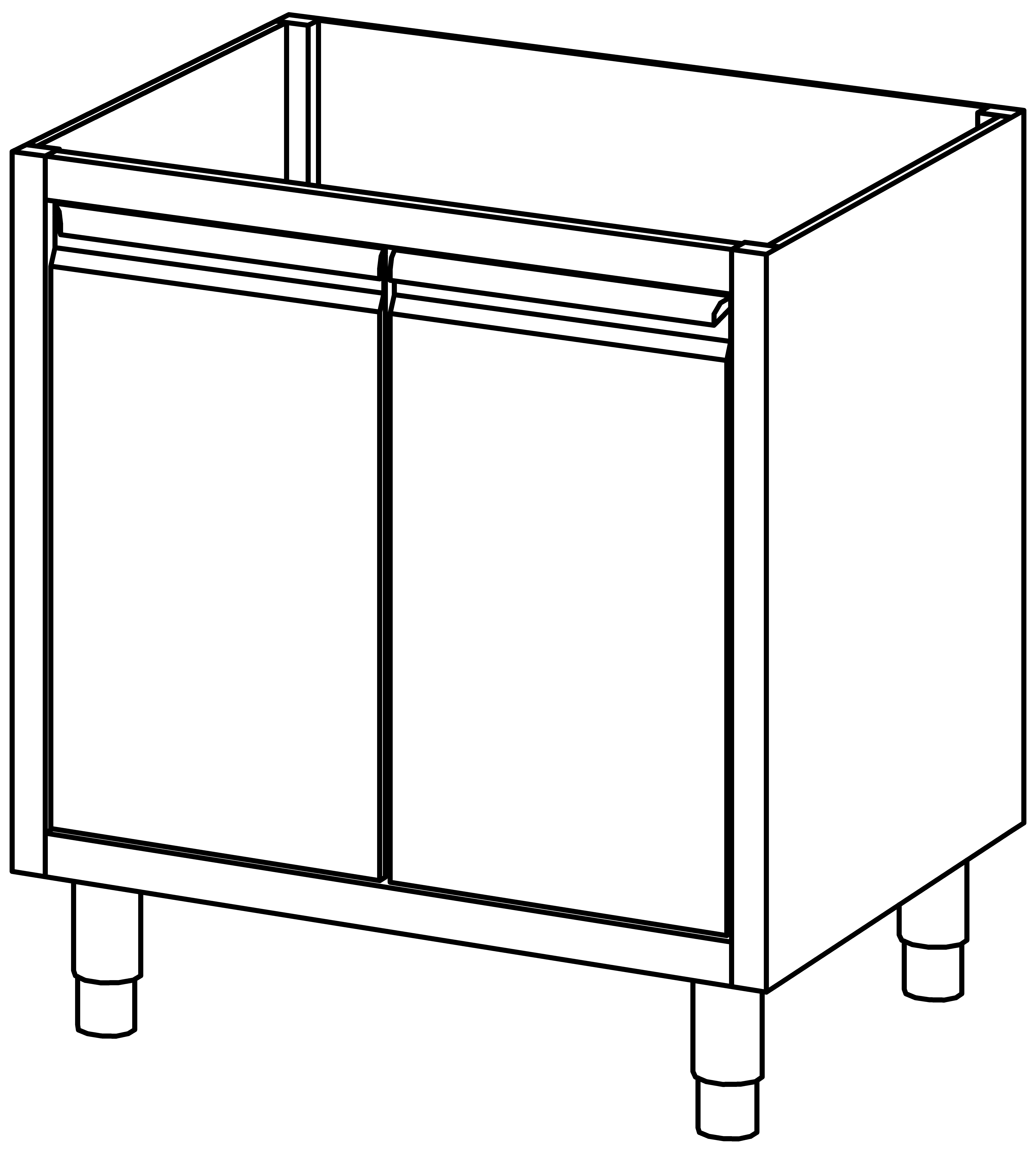 Schrankunterbau mit Flügeltür 800x680