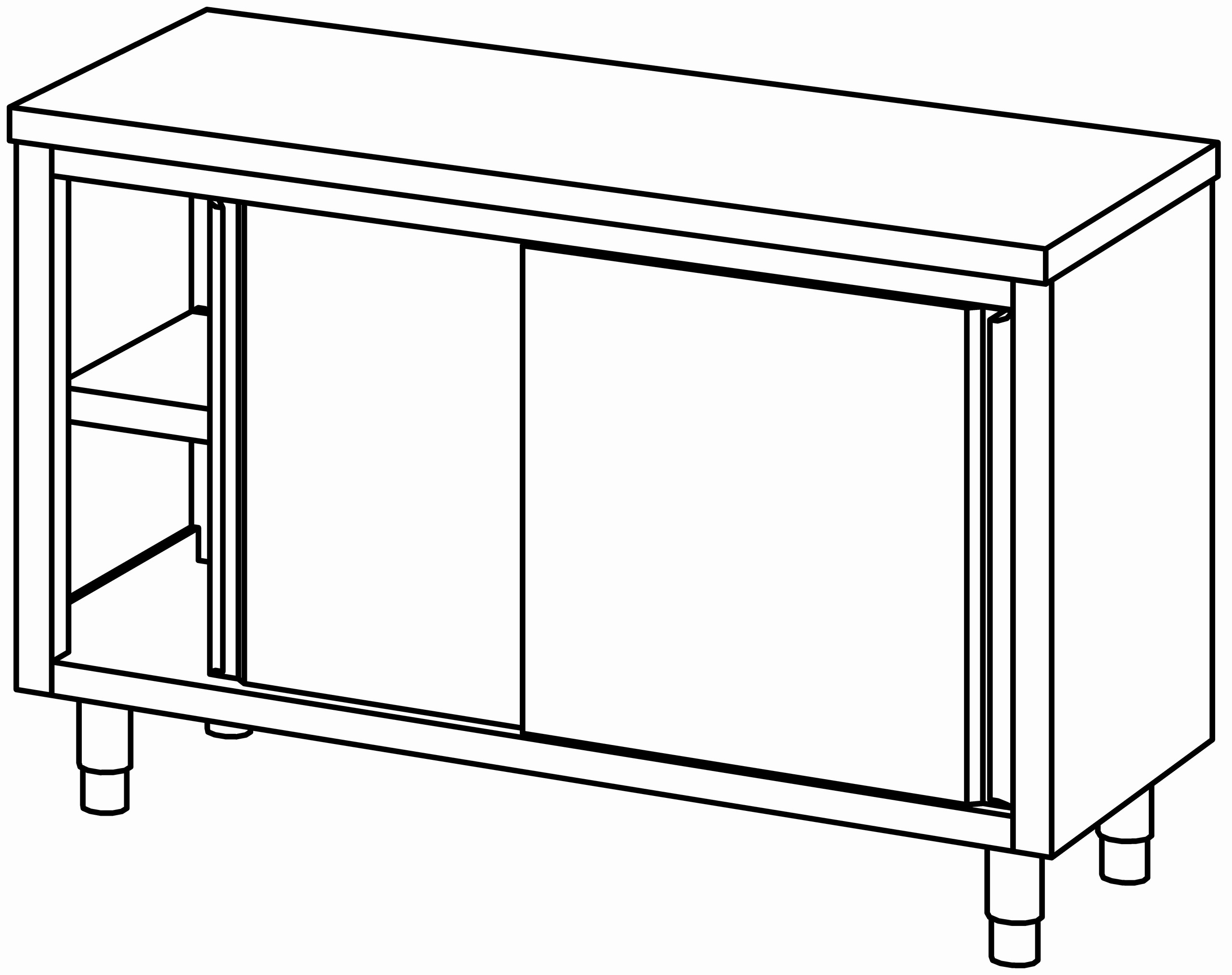 Arbeitsschrank 1400x600, beidseit. S-Tür