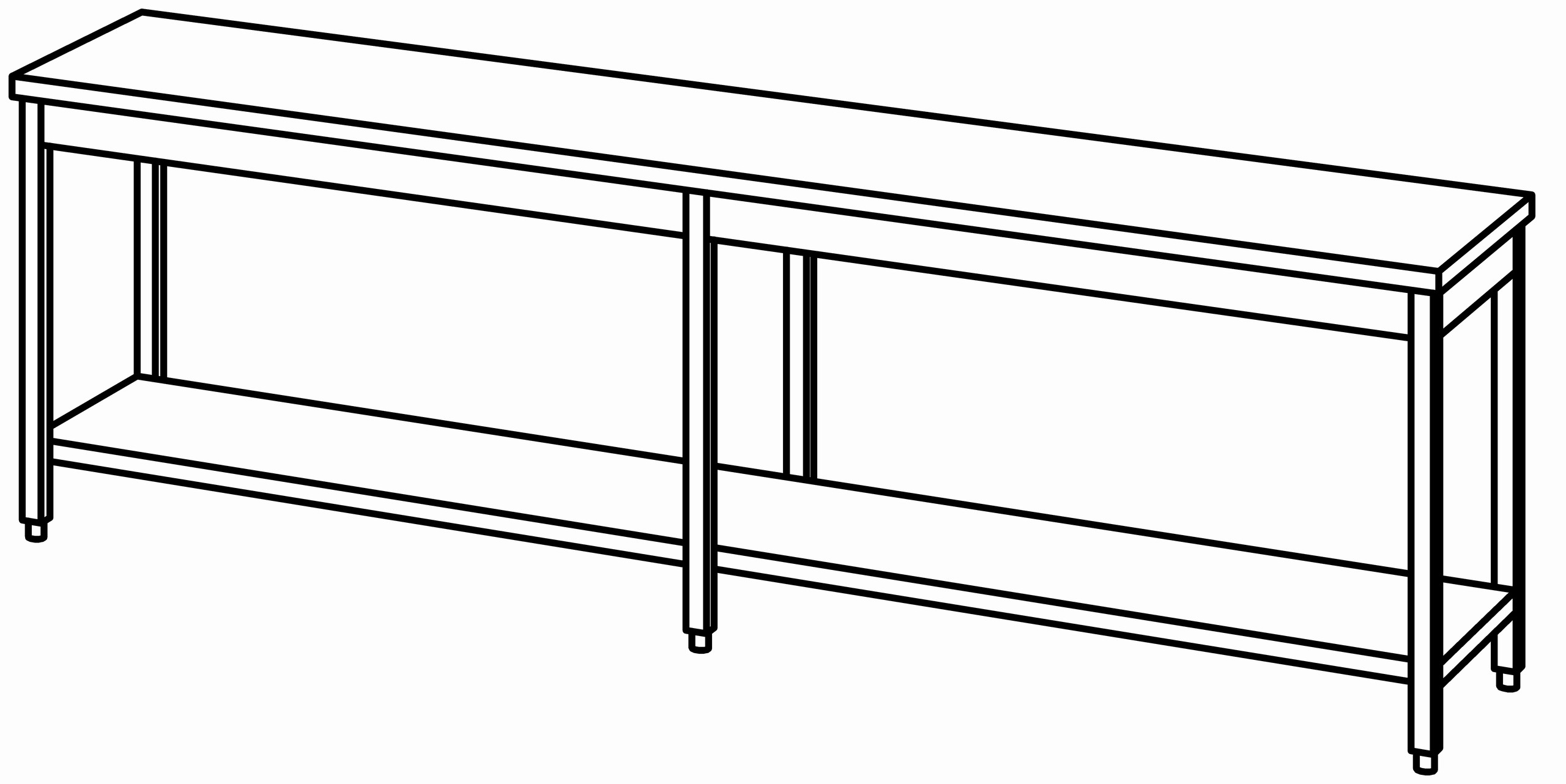 Arbeitstisch 2800x600, GB, ohne Aufk.