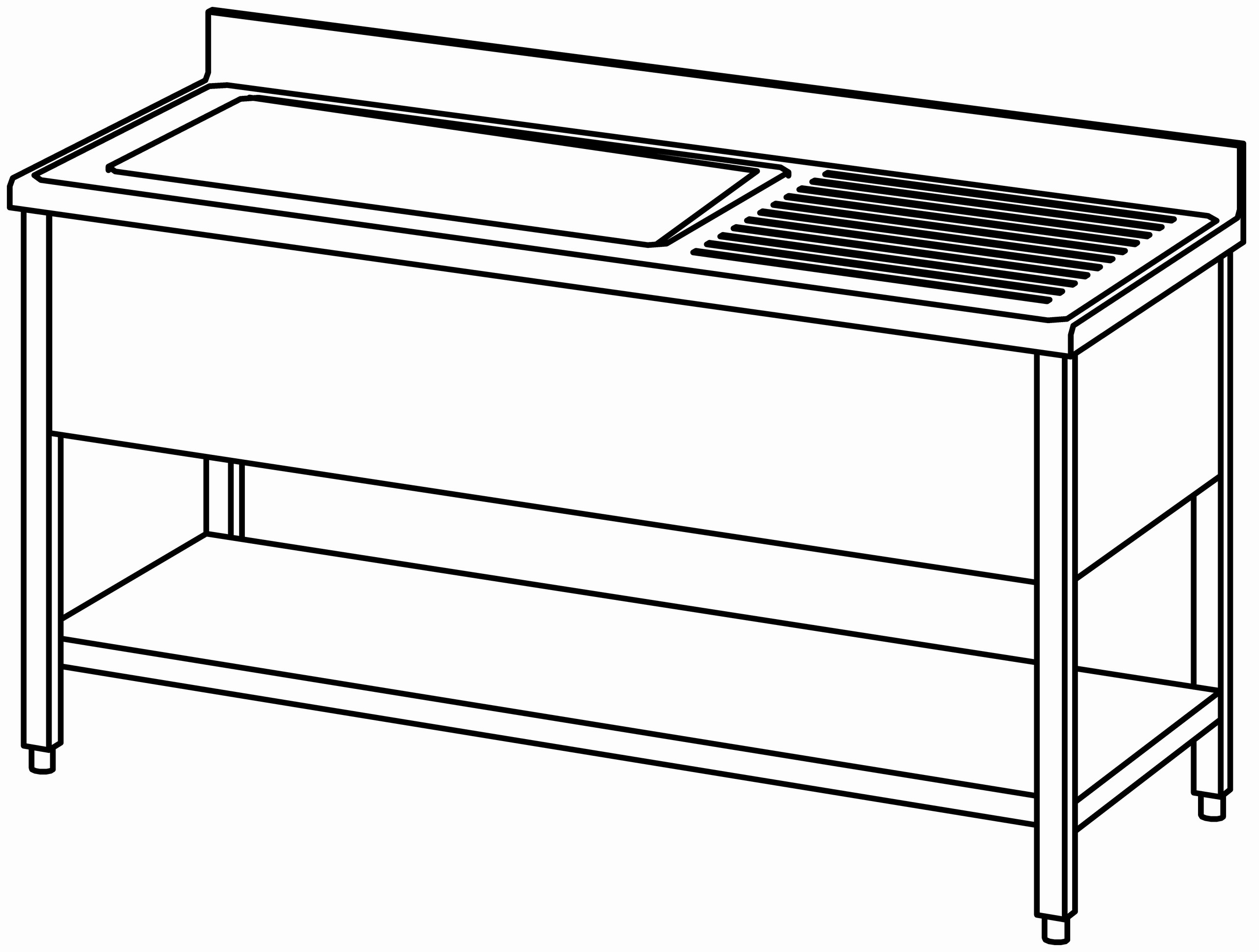 Topfspültisch offen 1600x700, GB, 1 Be l