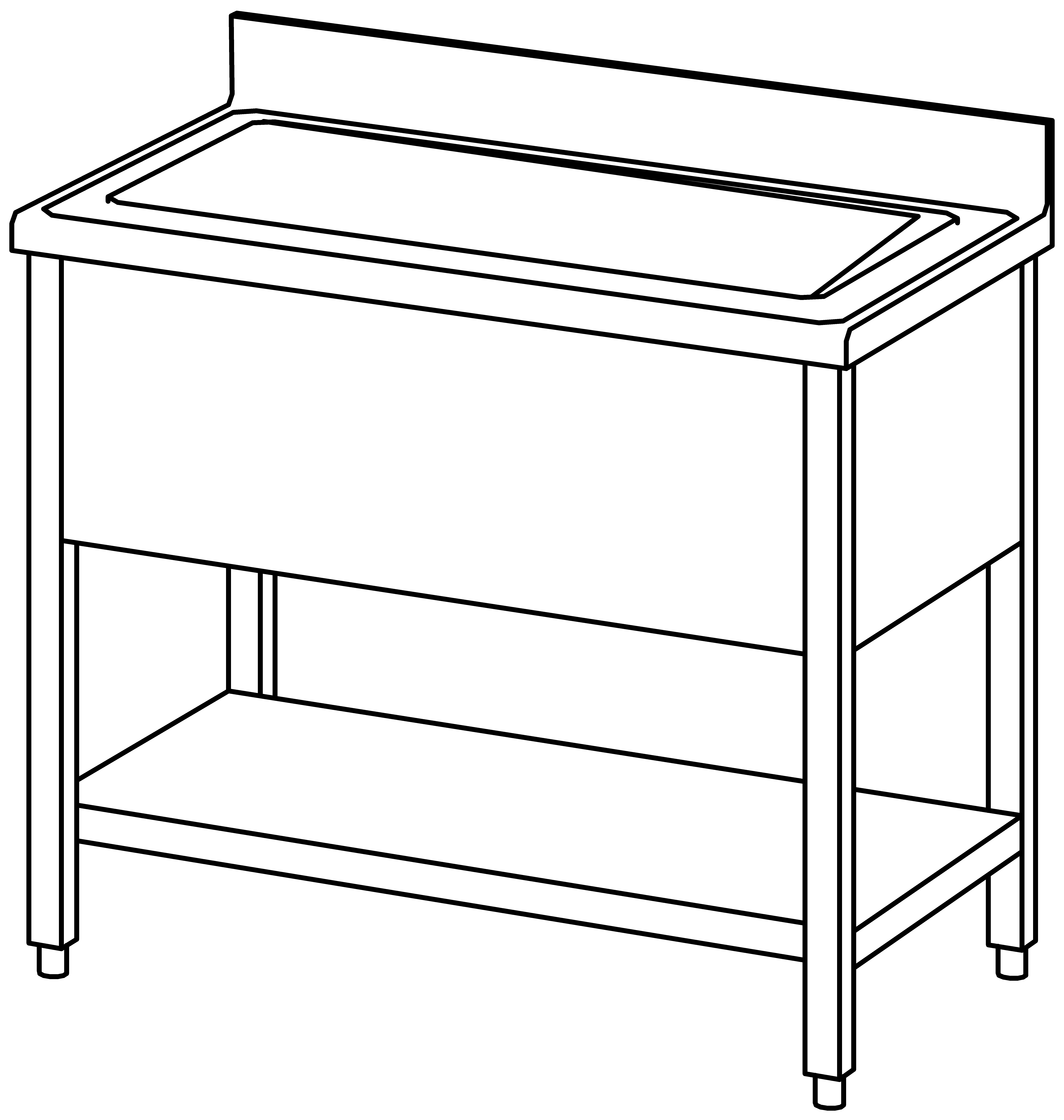 Topfspültisch offen 1000x600, GB, 1 Be.