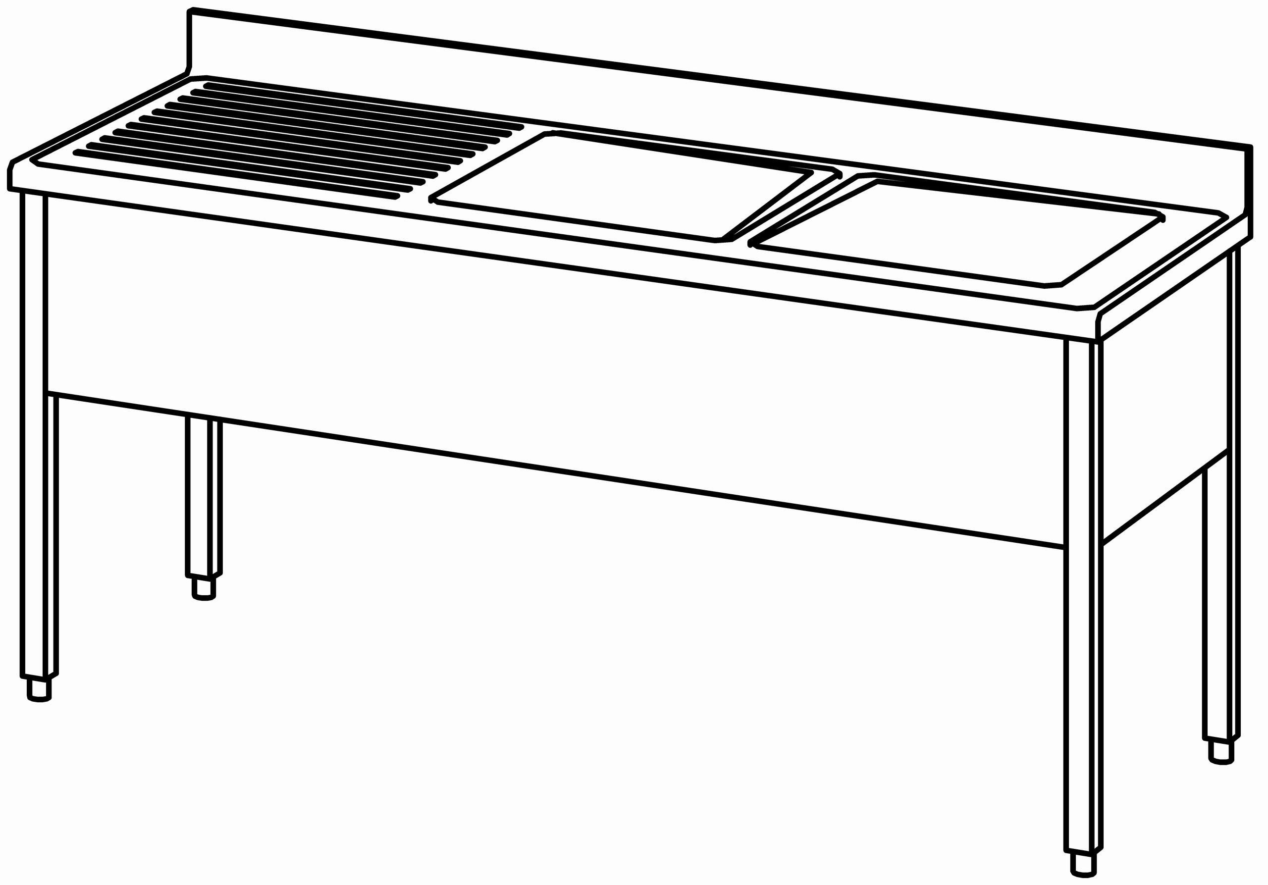 Spültisch offen 1800x700, 2 Becken r