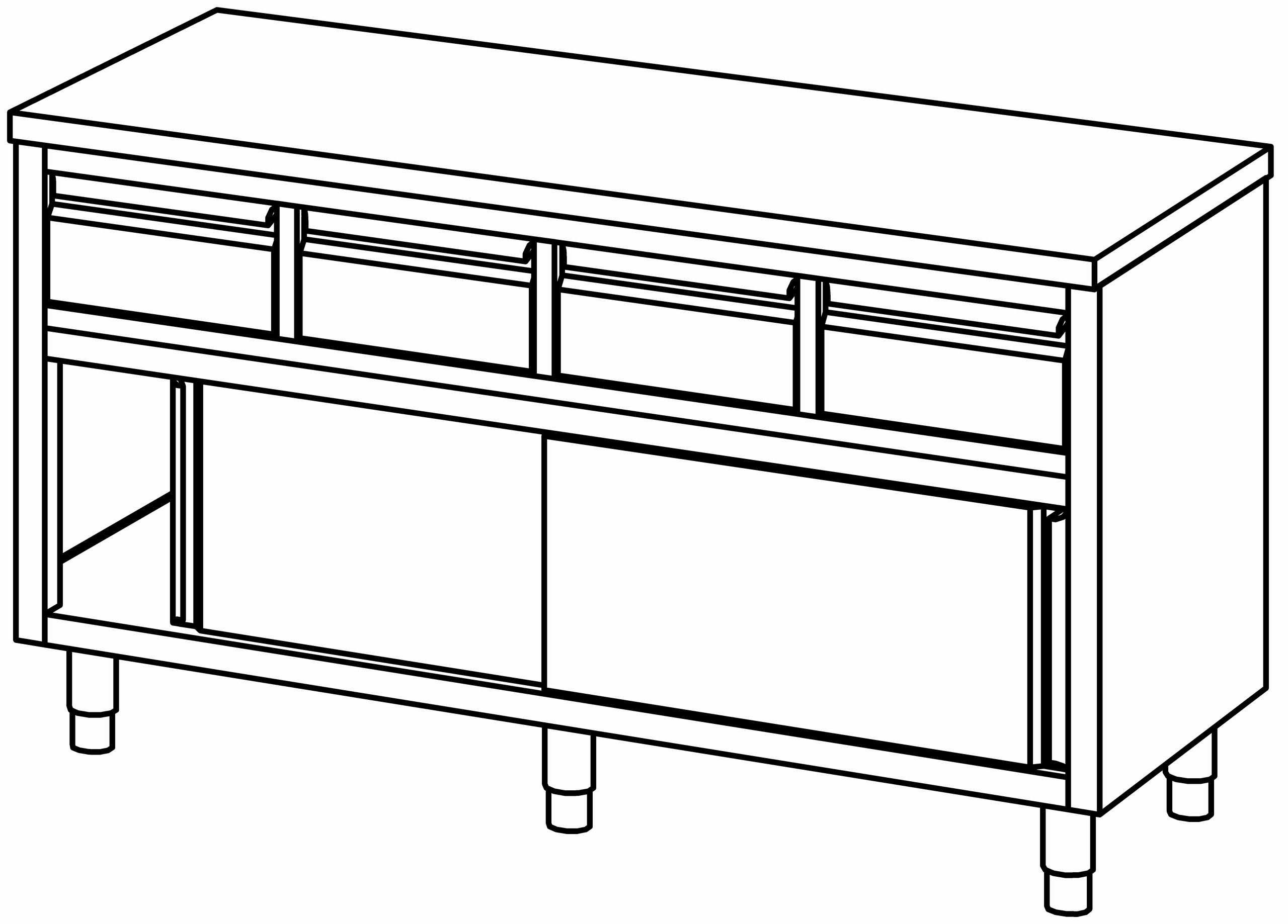 Arbeitsschrank 1600x700, Schublade&S-Tür
