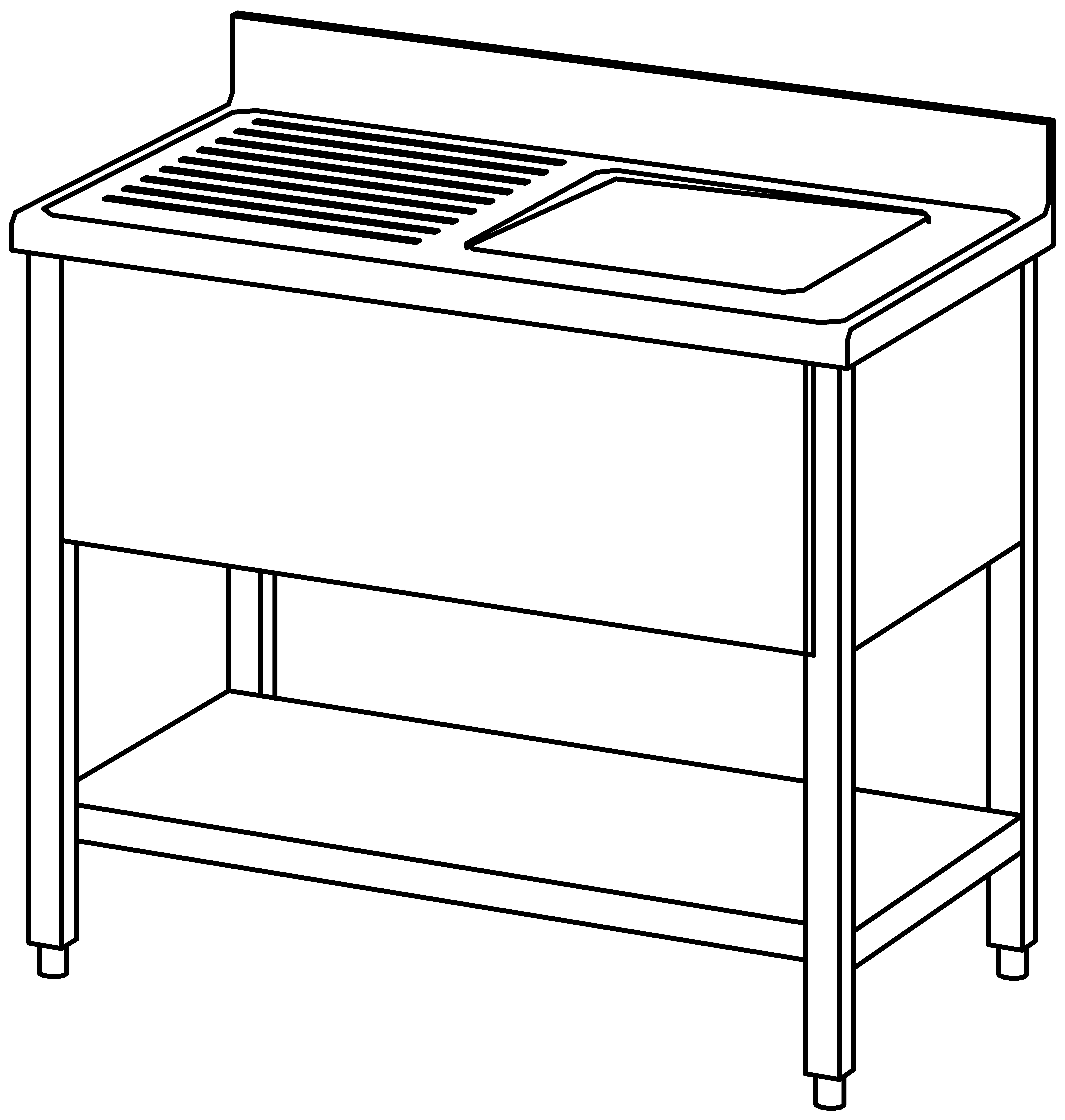 Spültisch offen 1000x600, GB, 1 Becken r