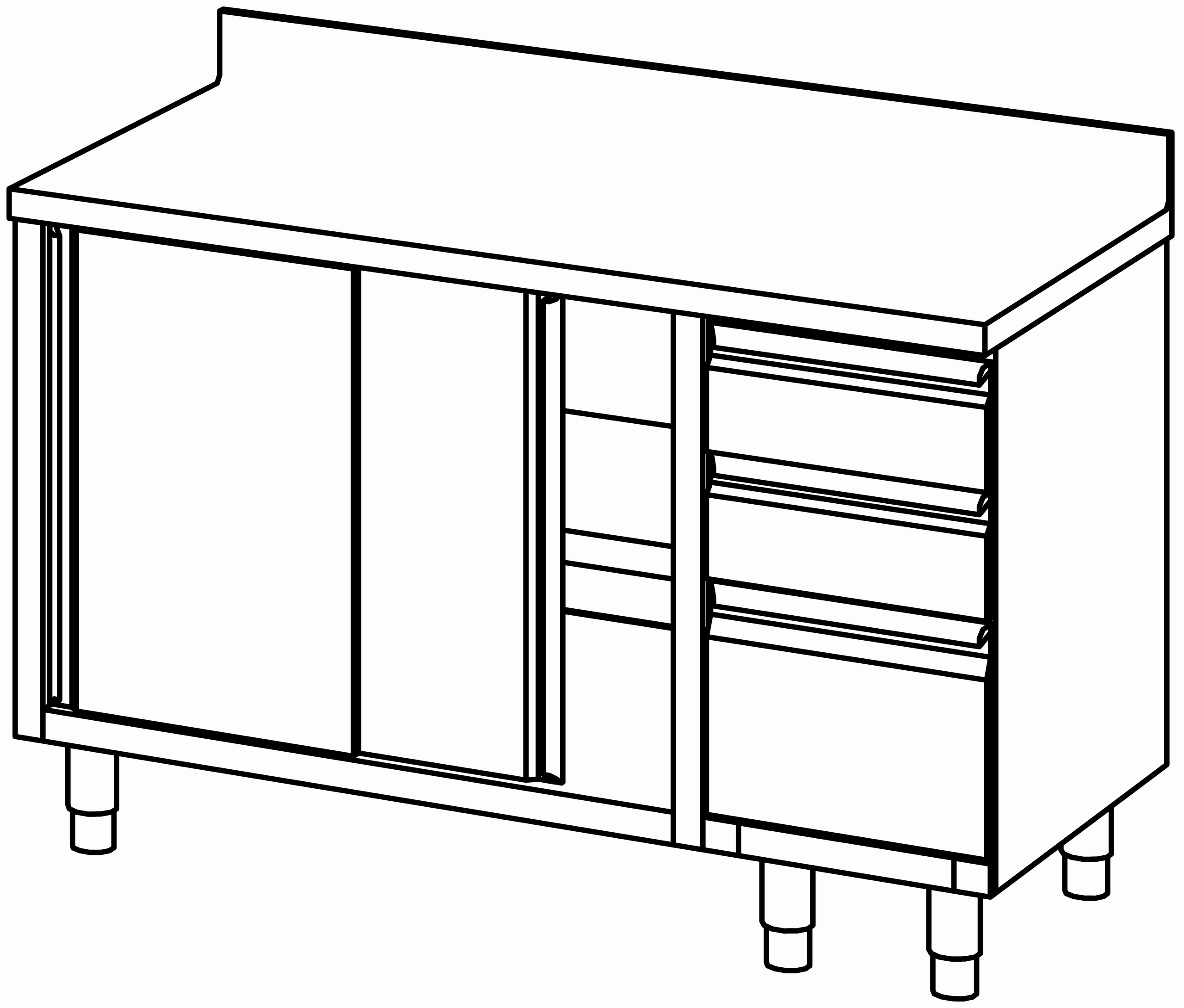Arbeitsschrank 1400x700, S-Block re, AK