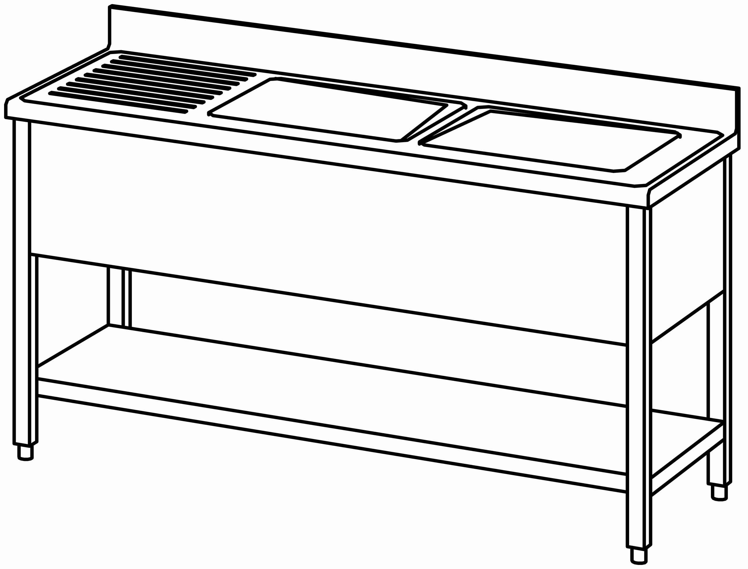 Spültisch offen 1600x600, GB, 2 Becken r