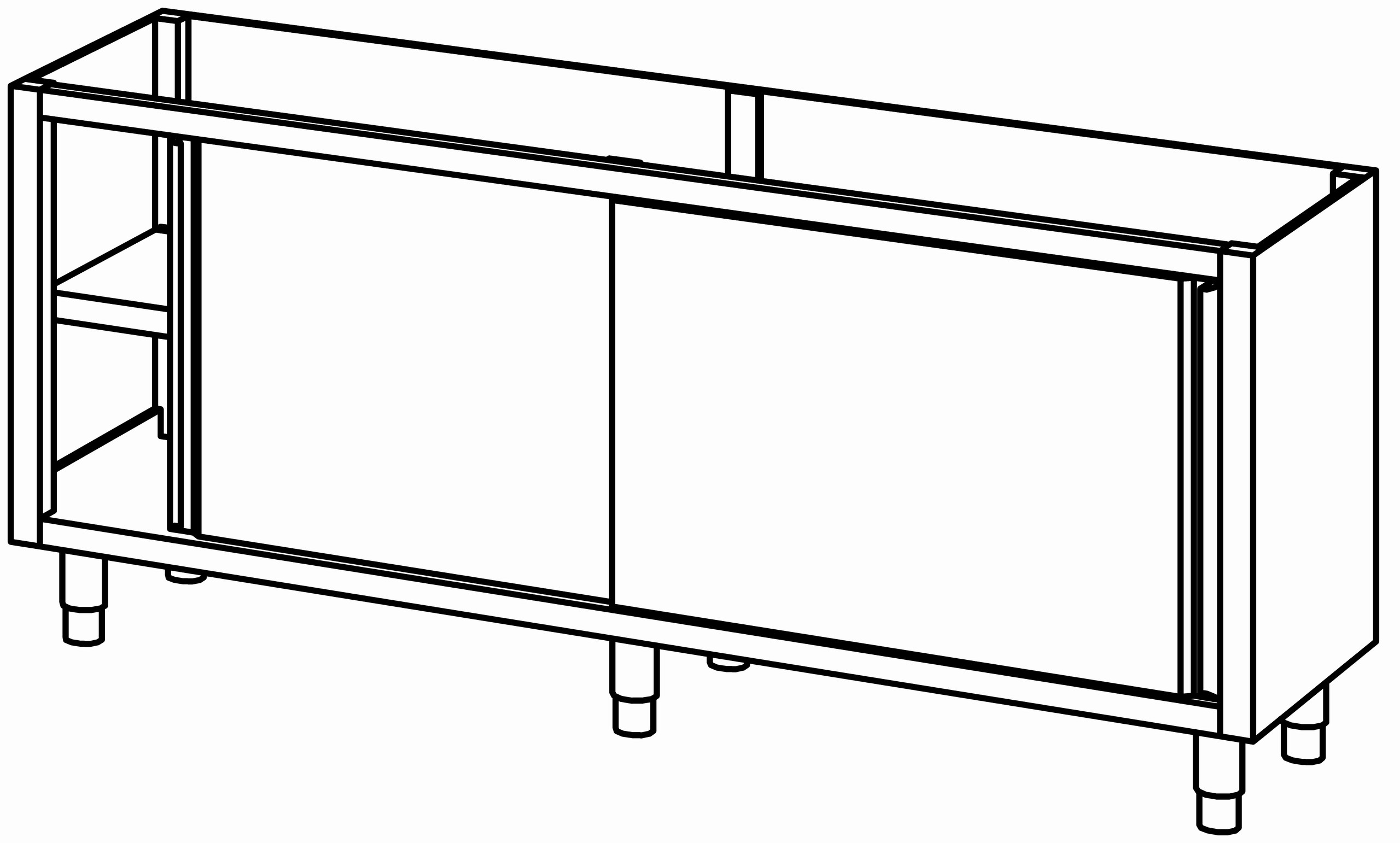 Schrankunterbau mit Schiebetür 2000x580