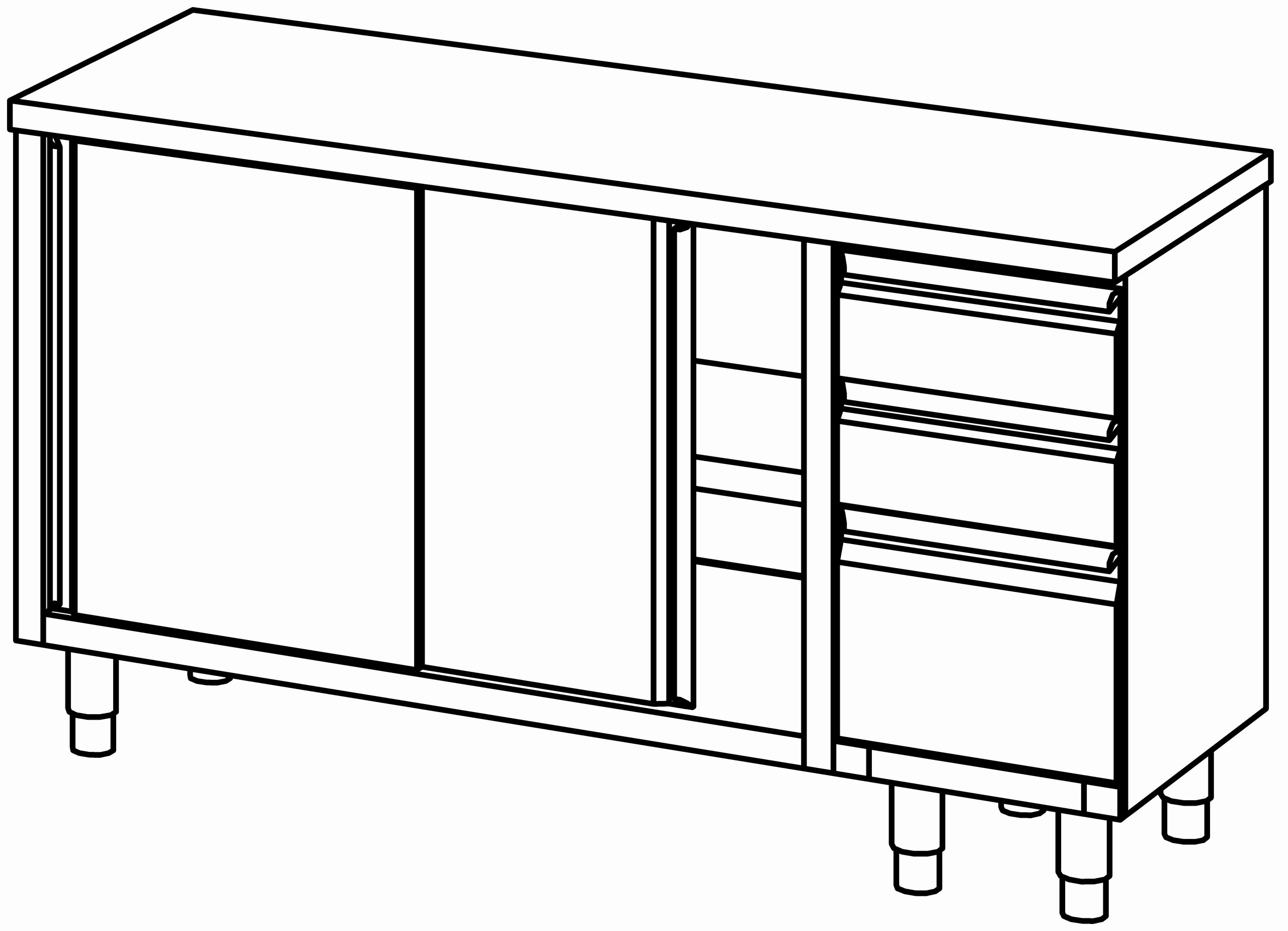 Arbeitsschrank 1600x600, S-Block rechts