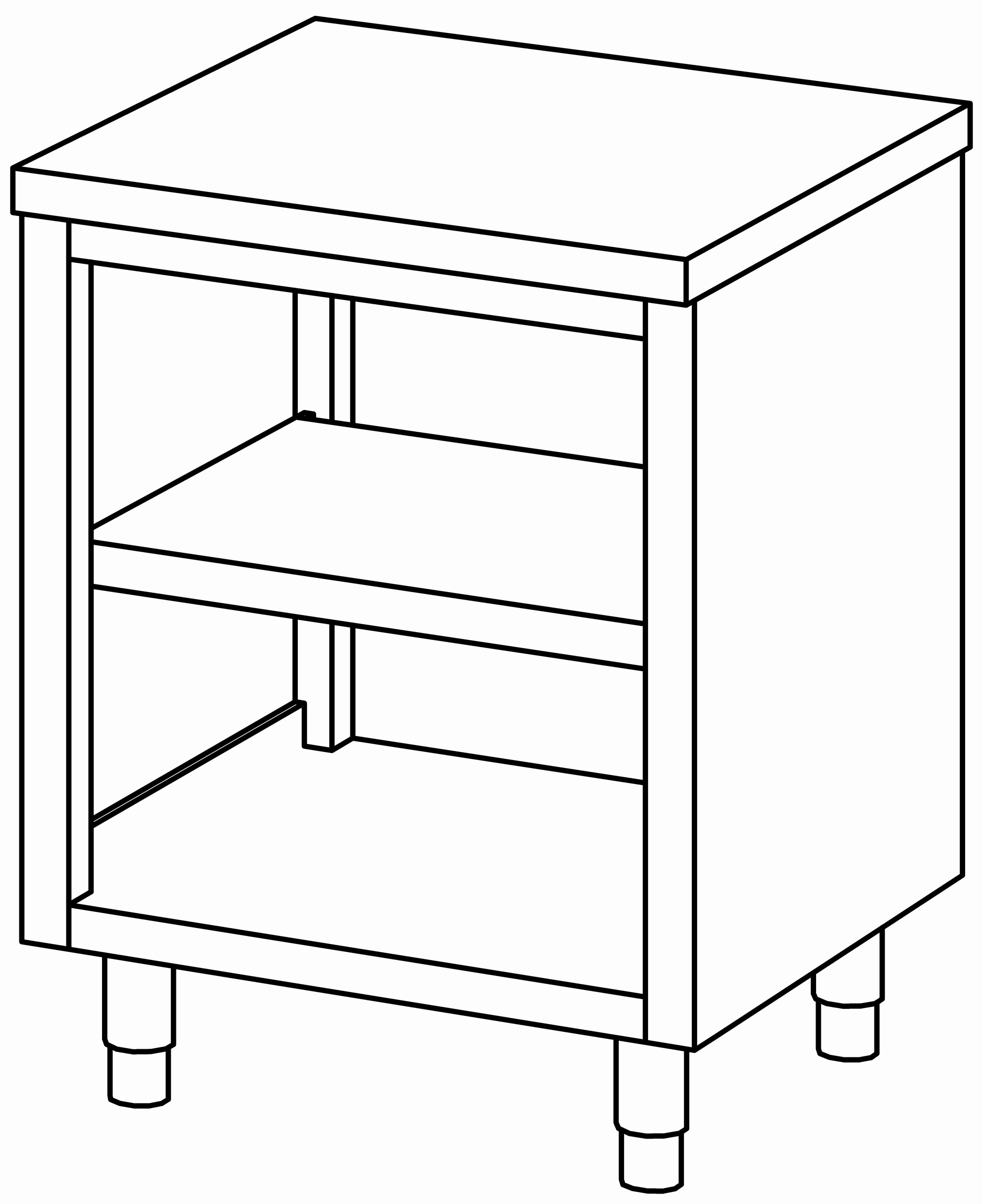 Arbeitsschrank 700x700, beidseit. offen