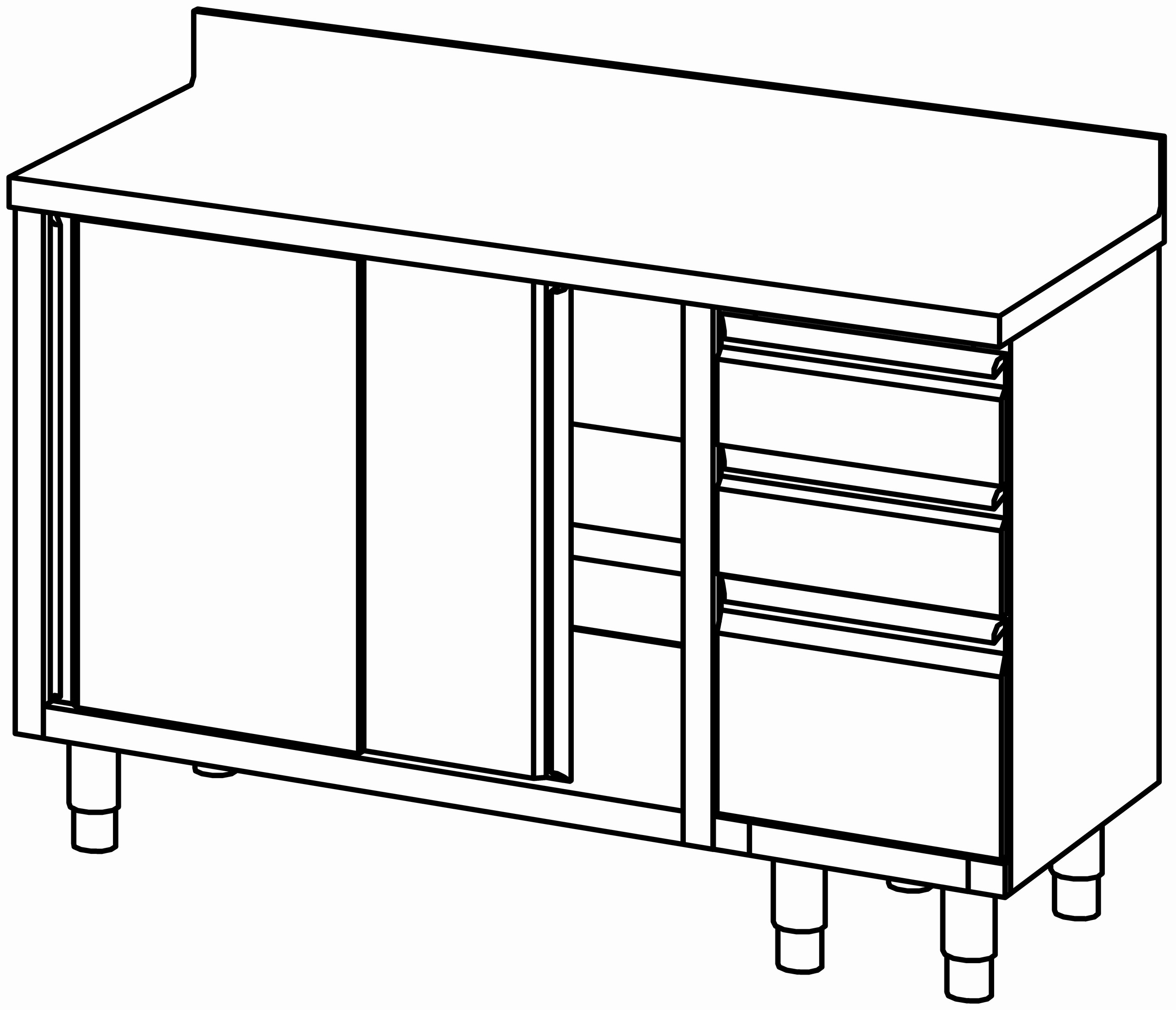 Arbeitsschrank 1400x600, S-Block re, AK