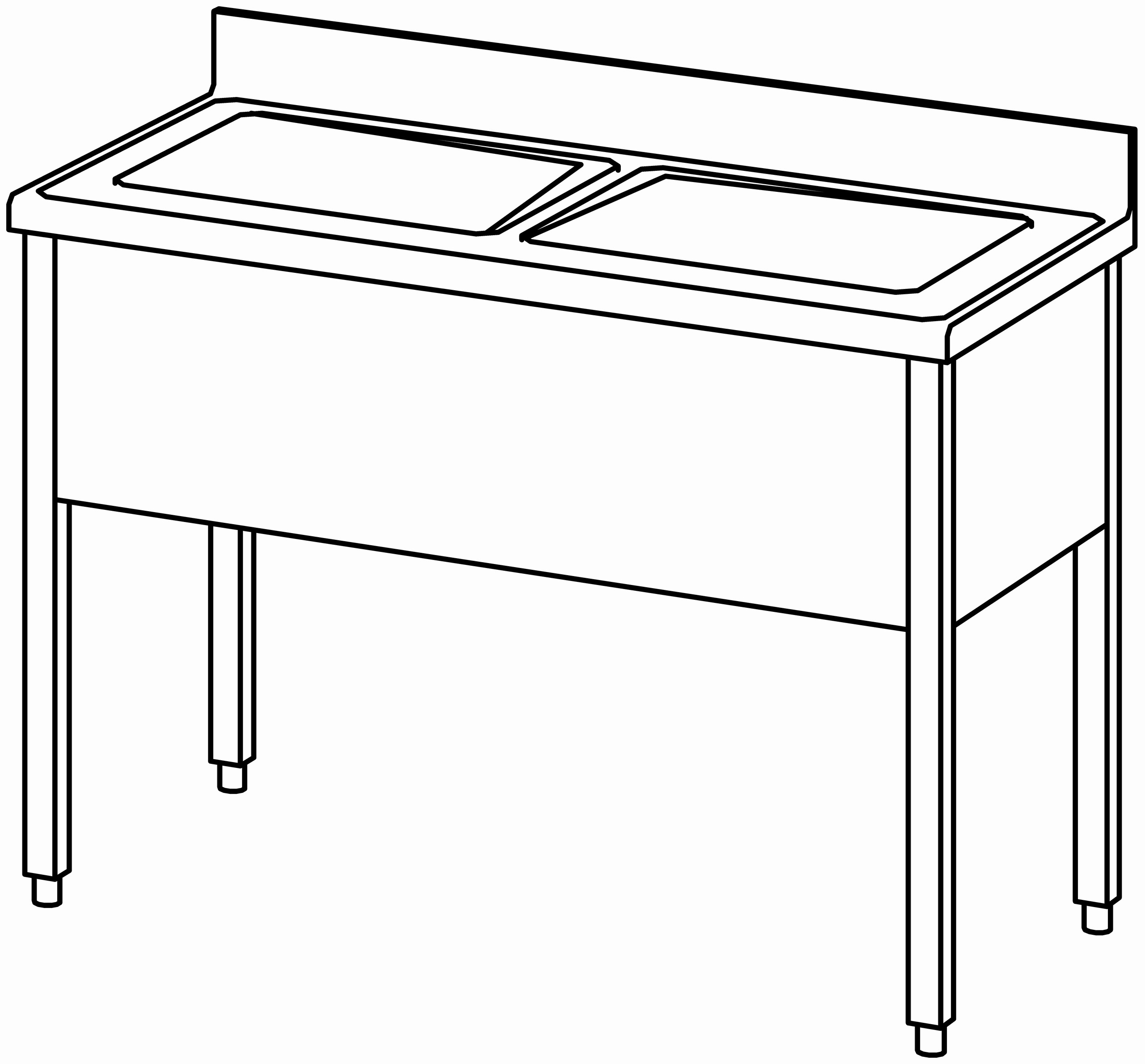 Spültisch offen 1200x600, 2 Becken