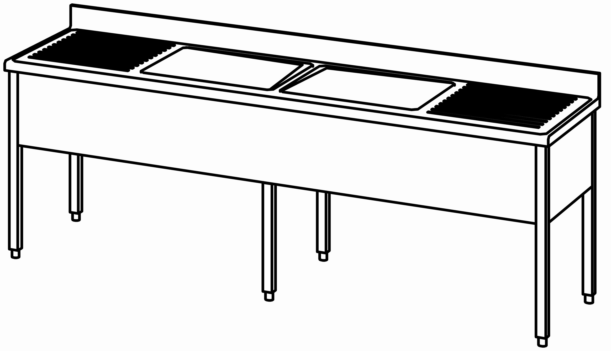 Spültisch offen 2400x700, 2 Becken m