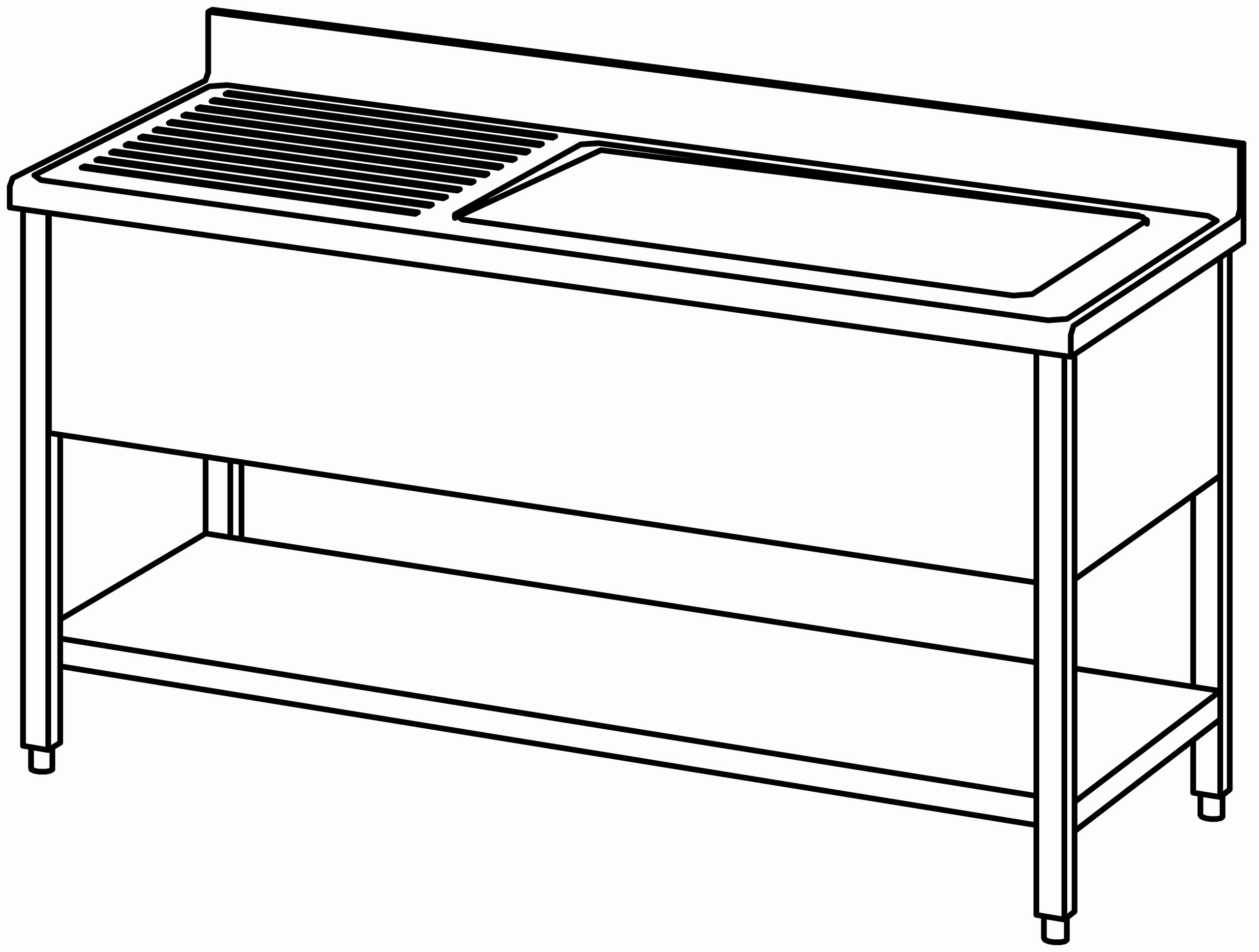 Topfspültisch offen 1600x700, GB, 1 Be r
