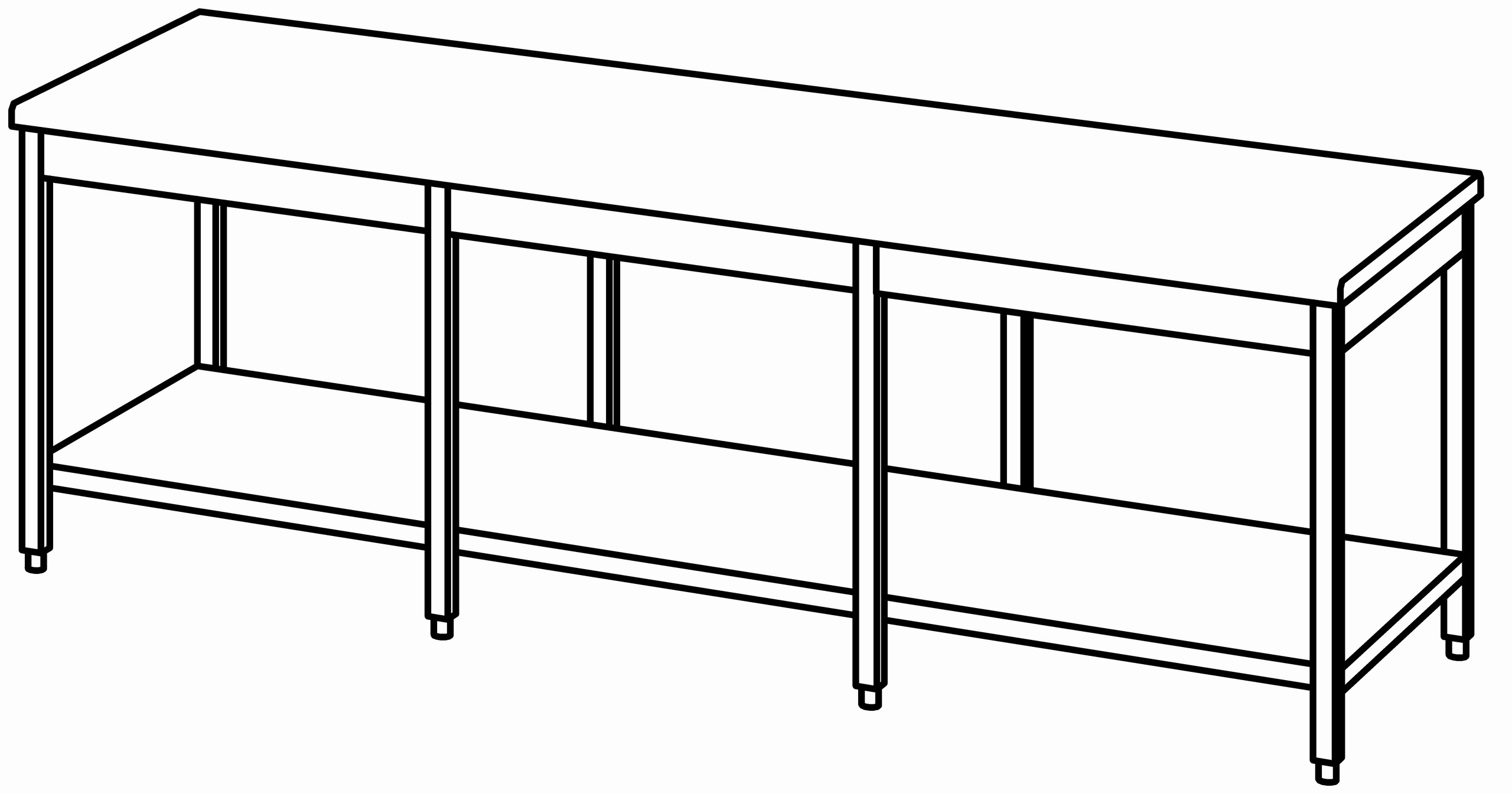 Arbeitstisch 2600x900, GB, ohne Aufk.