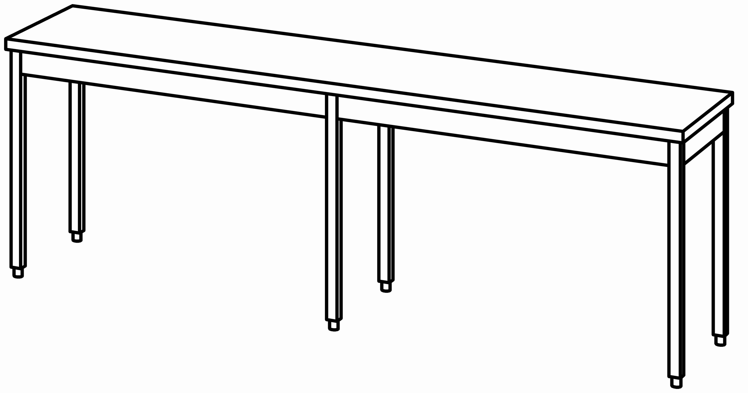 Arbeitstisch 2600x600, ohne Aufkantung