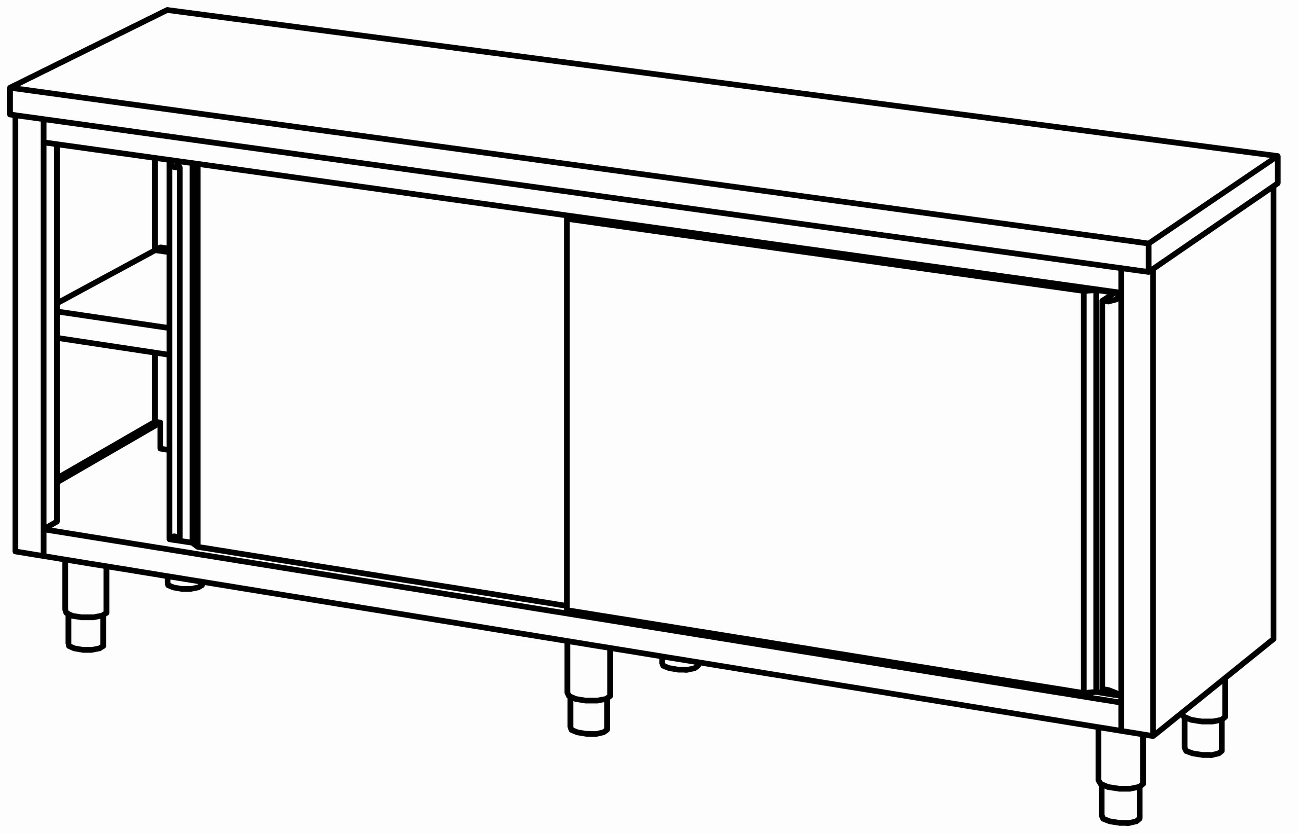 Arbeitsschrank 1900x600, beidseit. S-Tür